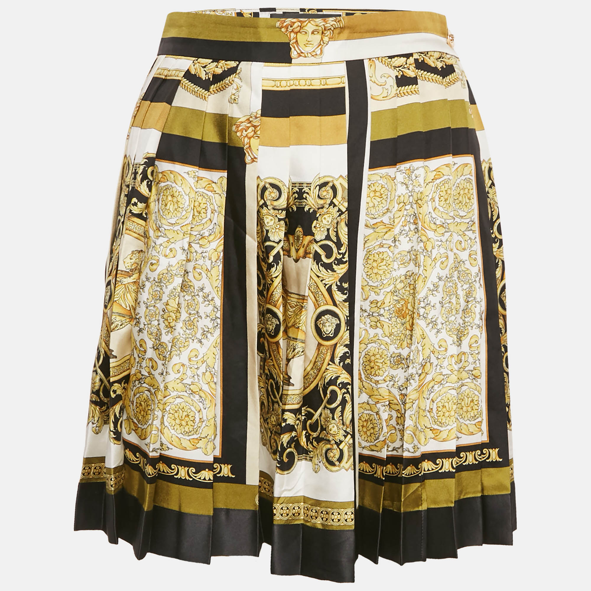 

Versace Yellow/Black Baroque Print Silk Mini Skirt M