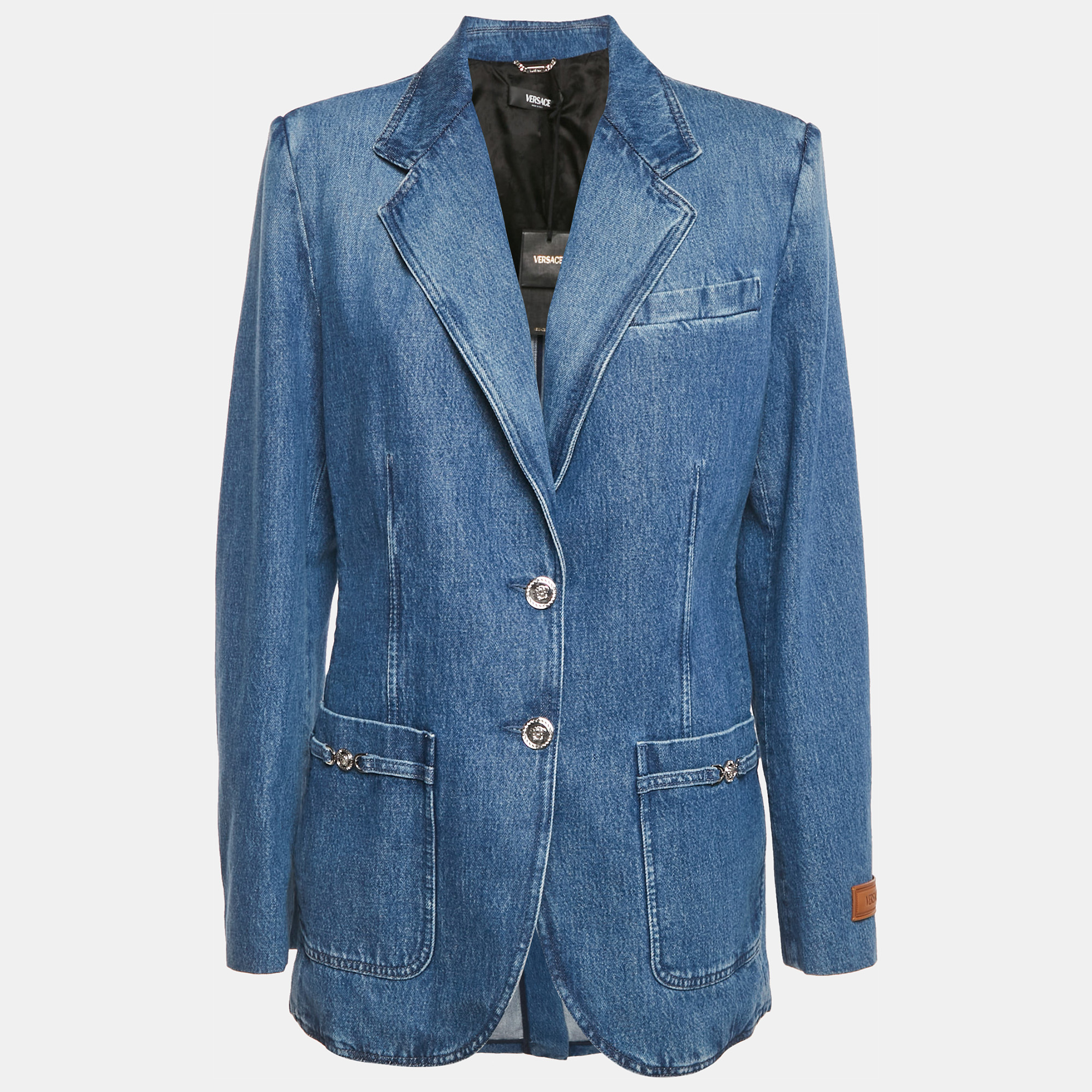 Pre-owned Versace Blue Stone Washed Denim Jacket M