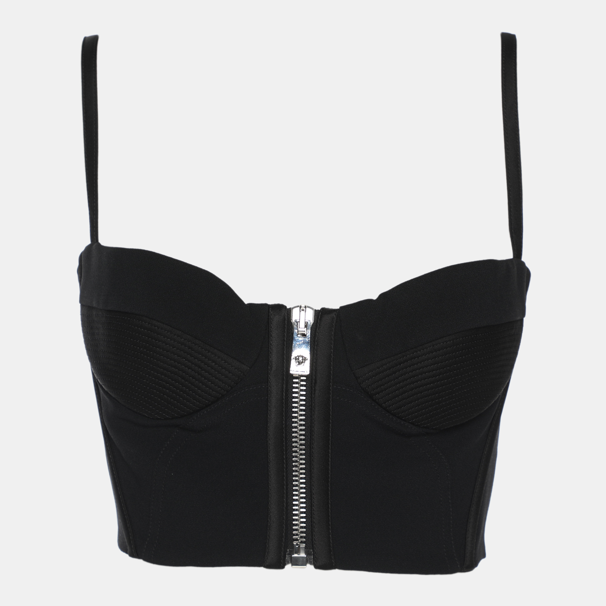 

Versace Black Crepe Crop Tank Top S