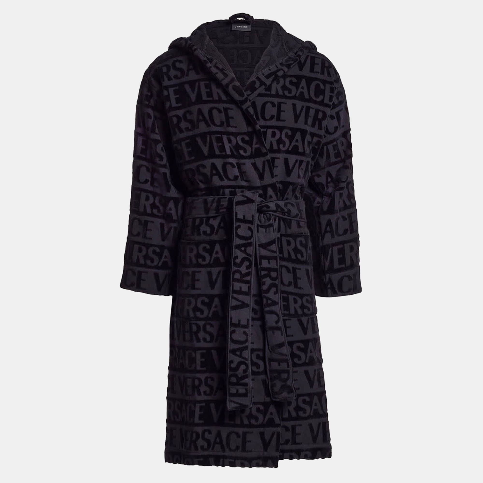 

Versace All Over Black Cotton Bathrobe