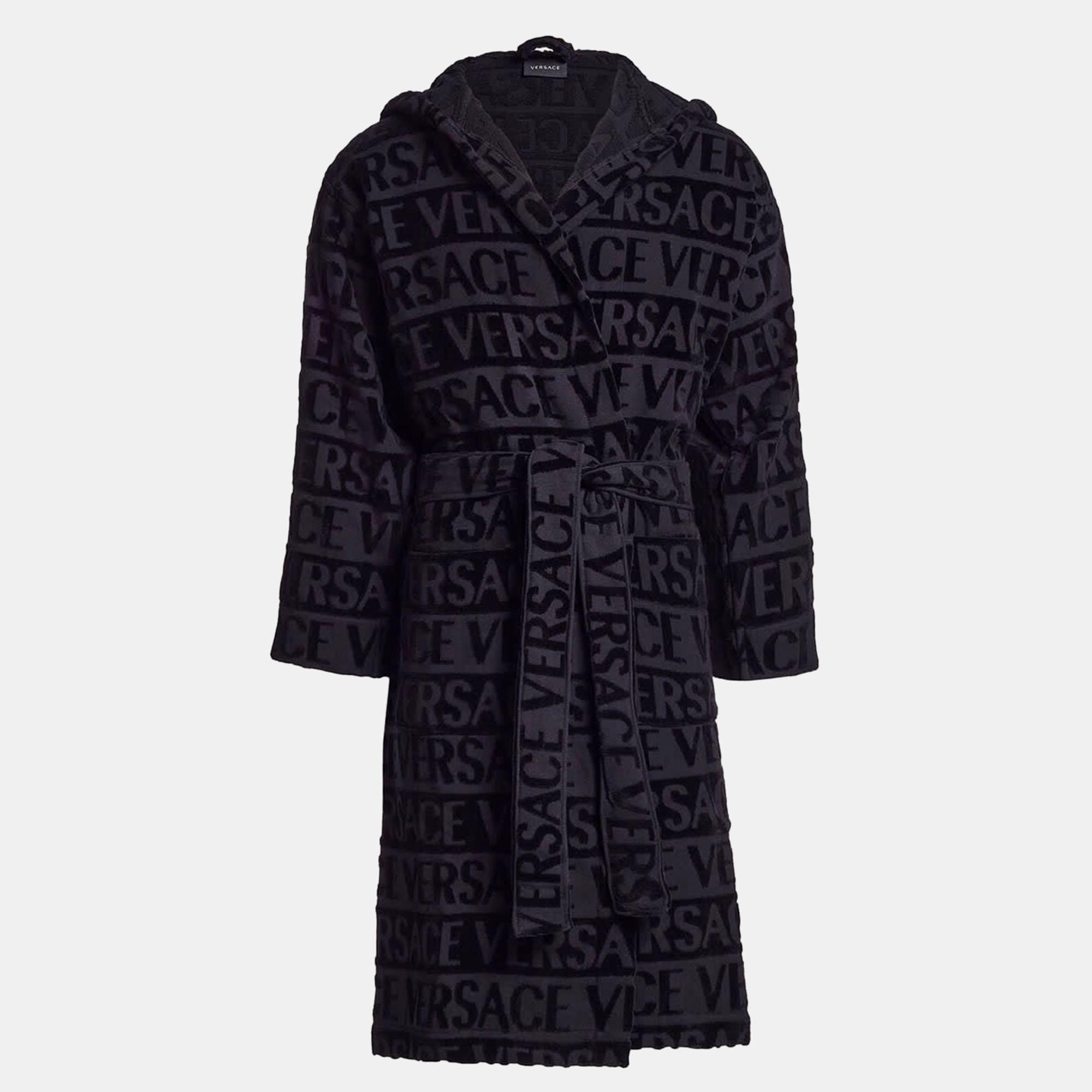 

Versace All Over Black Cotton Bathrobe