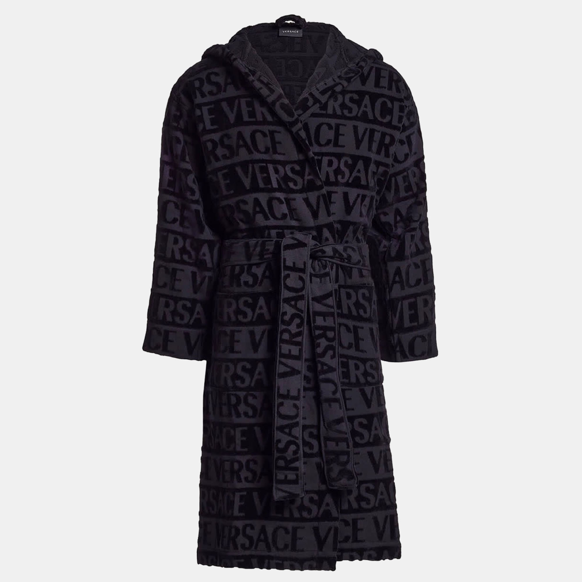 

Versace All Over Black Cotton Bathrobe