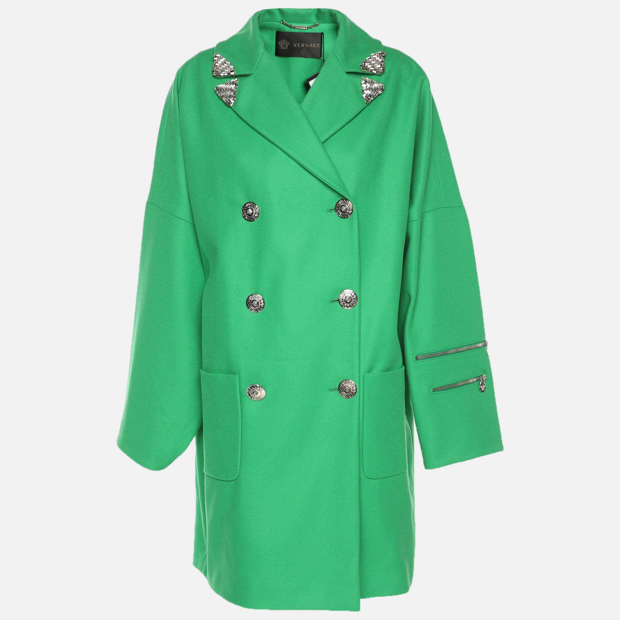 

Versace Green Wool Blend Double Breasted Coat M