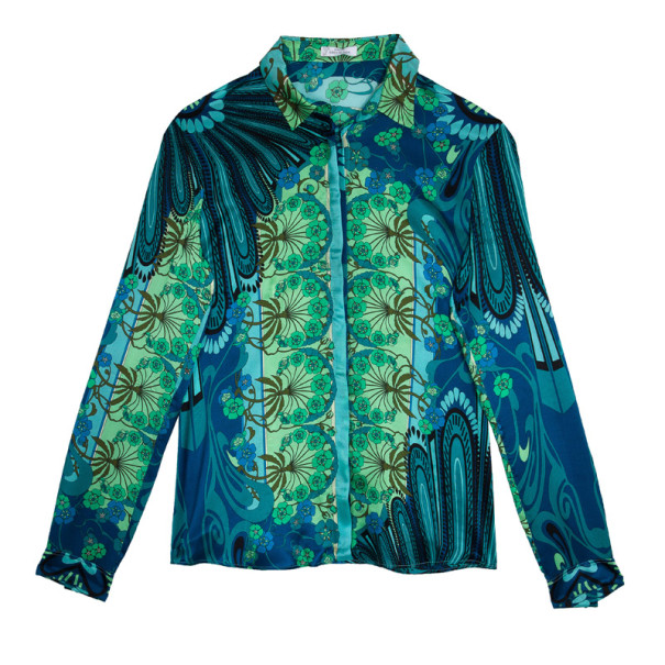 مملوكة مسبقًا Versace Multicolor Printed Silk Shirt L