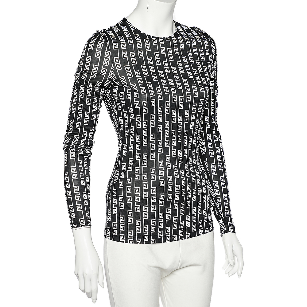 

Versace Black Logo Printed Jersey Long Sleeve T-Shirt