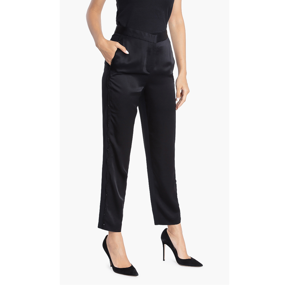 

Versace Black Gianni Side Embellished Trousers  (38
