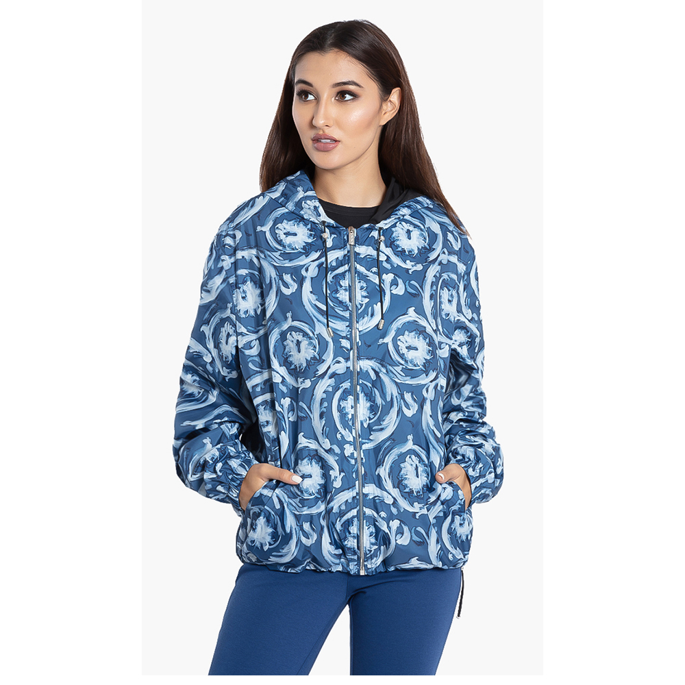 

Versace Blue Gianni Printed Hoodie Jacket  (IT 48