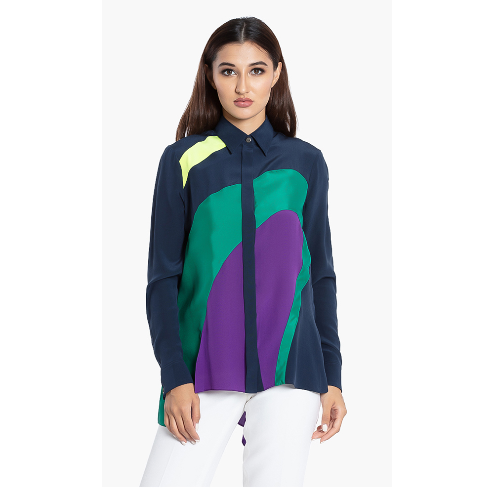 

Versace Multi_Color Gianni Colorblock Long Sleeves Shirt  (IT 38, Multicolor