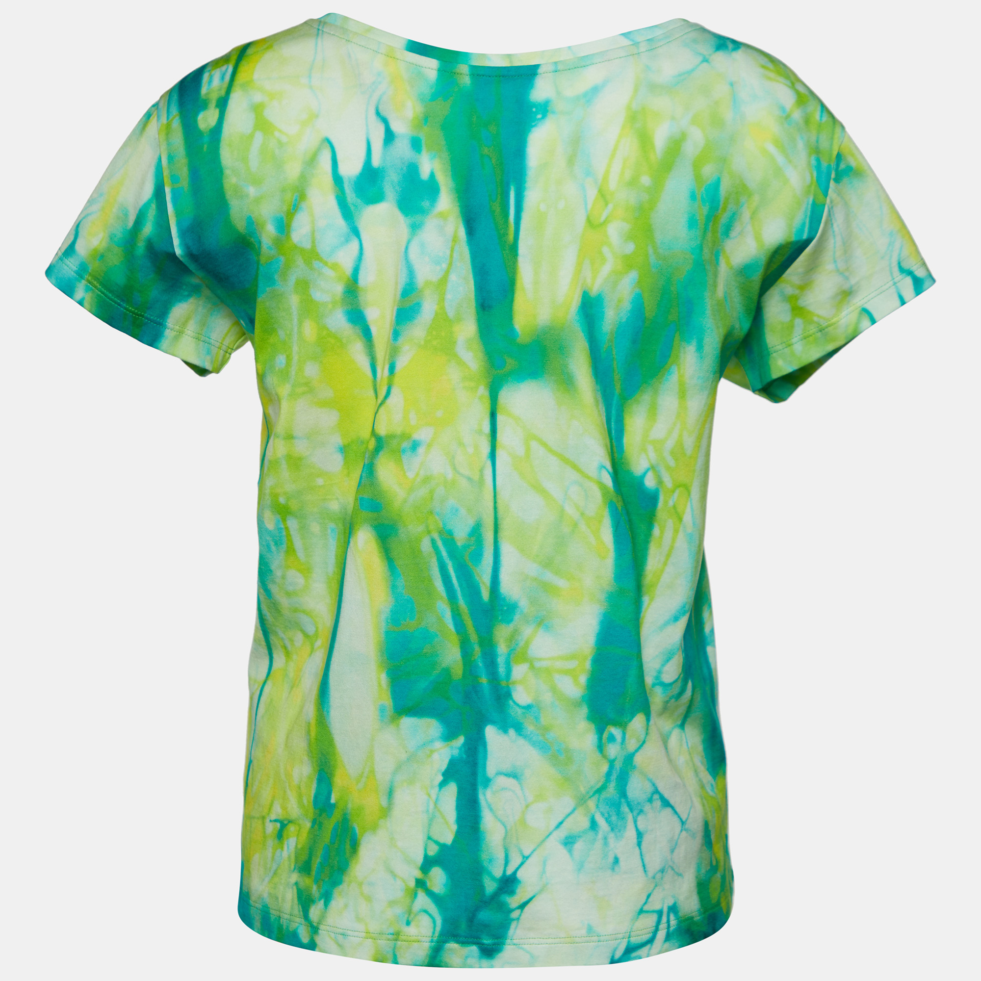 

Versace Green Tie Dye Medusa Print Cotton Crew Neck T-Shirt