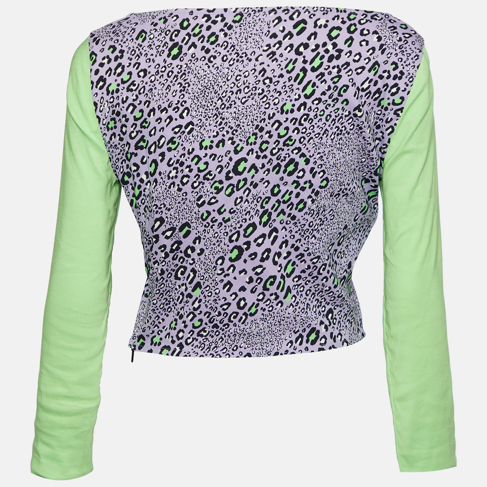 

Versace Purple Leopard Print Crepe Crop Top