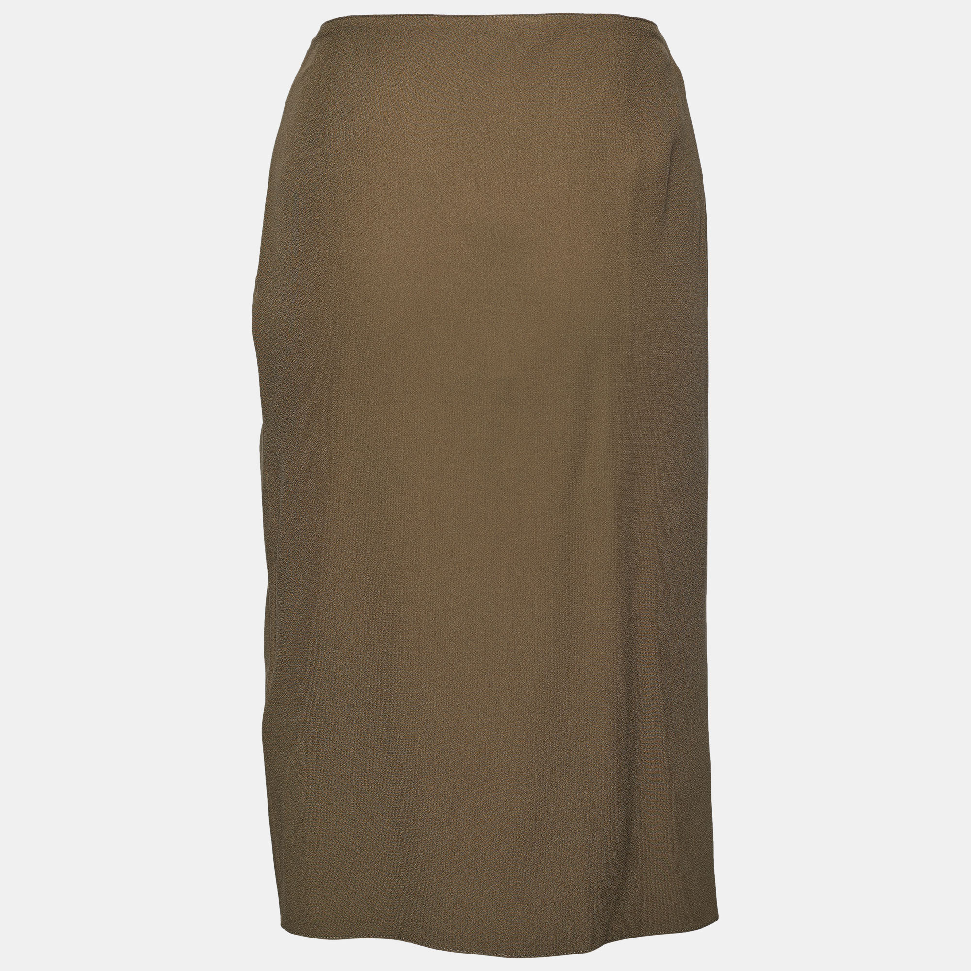 

Versace Moss Green Crepe Draped Knee-Length Skirt