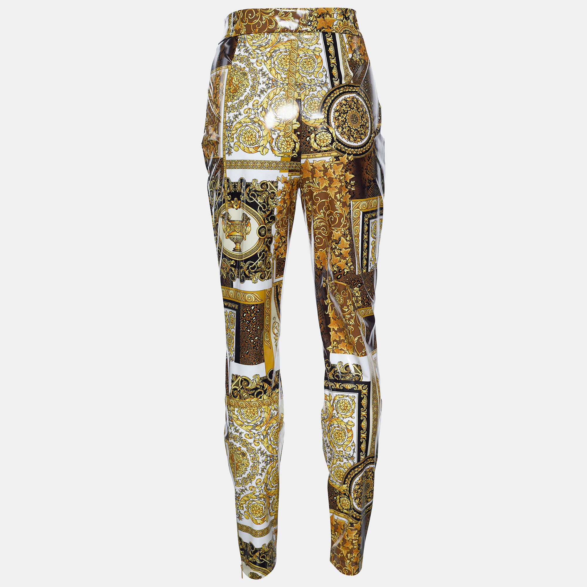

Versace Gold Barocco & Leopard Print Coated Knit Leggings