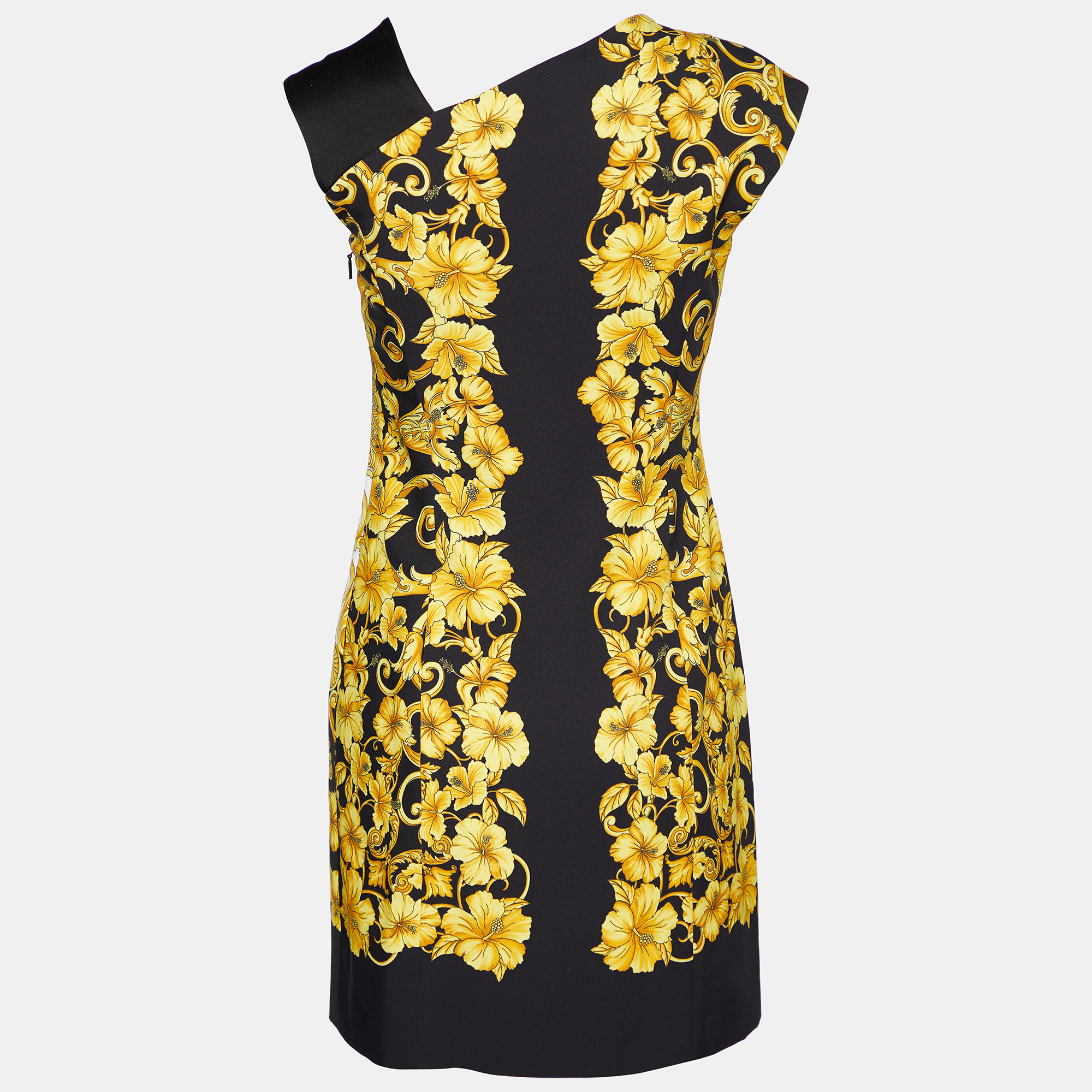 

Versace Black/White Baroque Printed Crepe Sleeveless Mini Dress