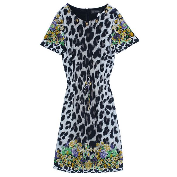 Pre Owned Versace Leopard Print Shift Dress M