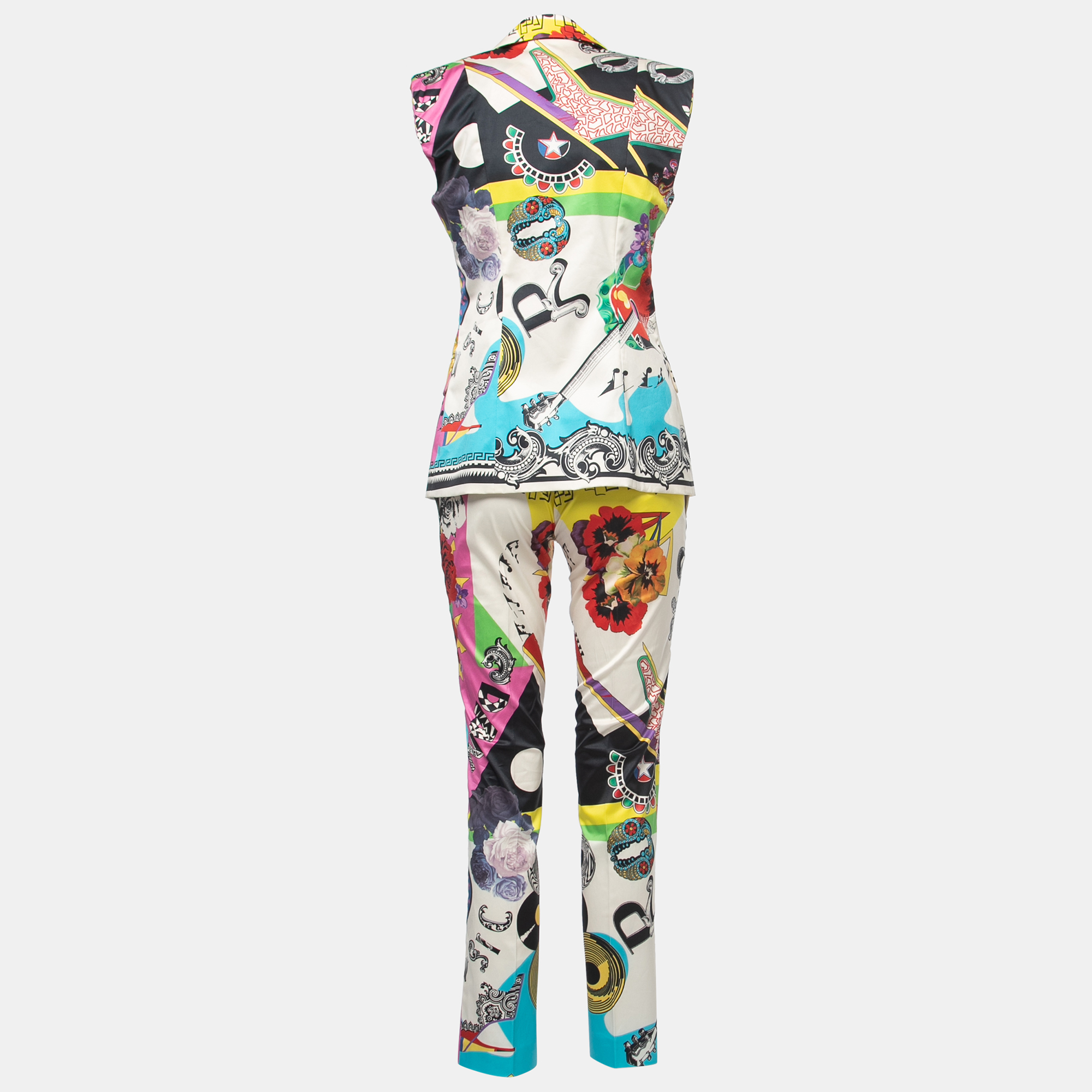 

Versace Multicolor Printed Cotton Sleeveless Blazer & Pants