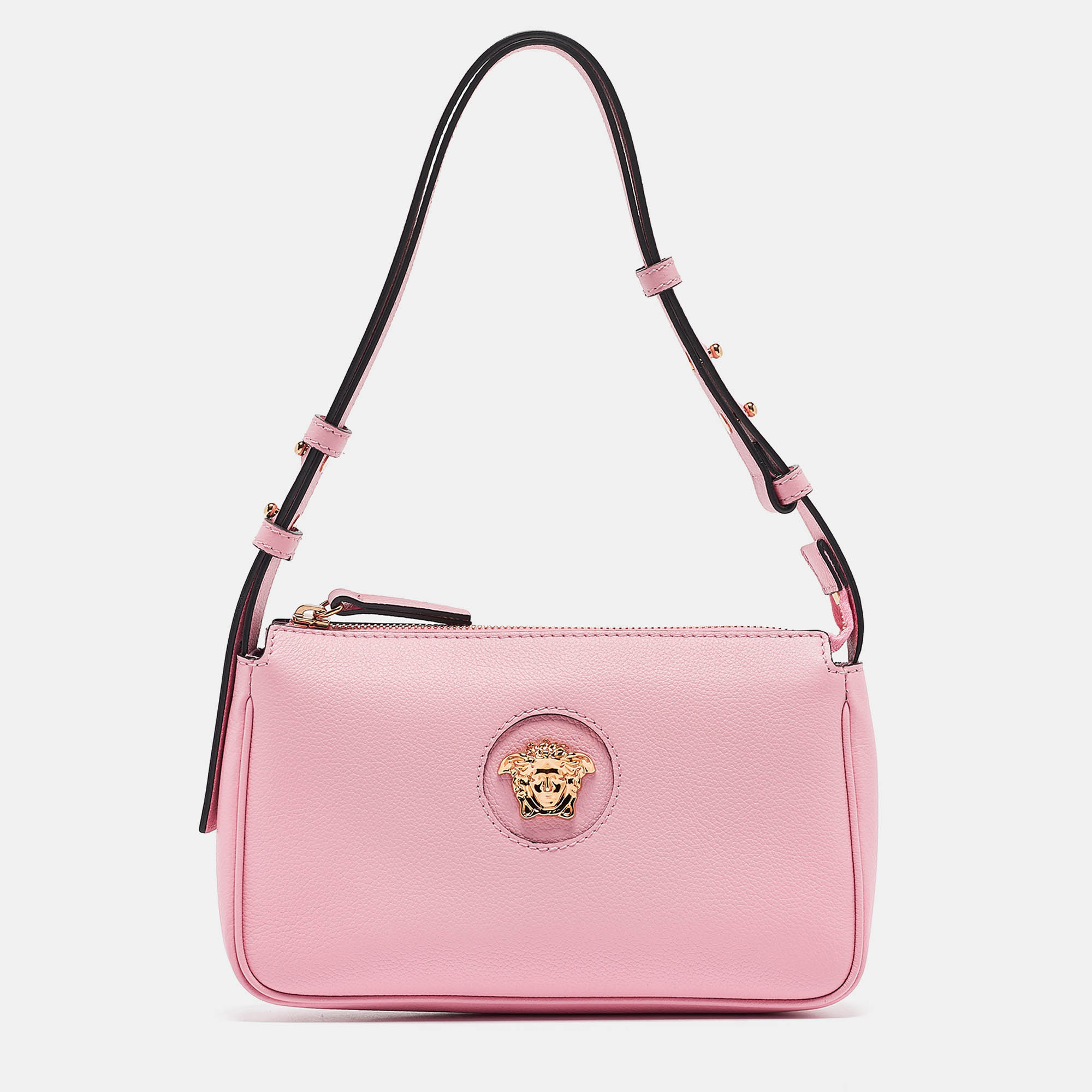 Pre-owned Versace Pink Leather Medusa Shoulder Bag