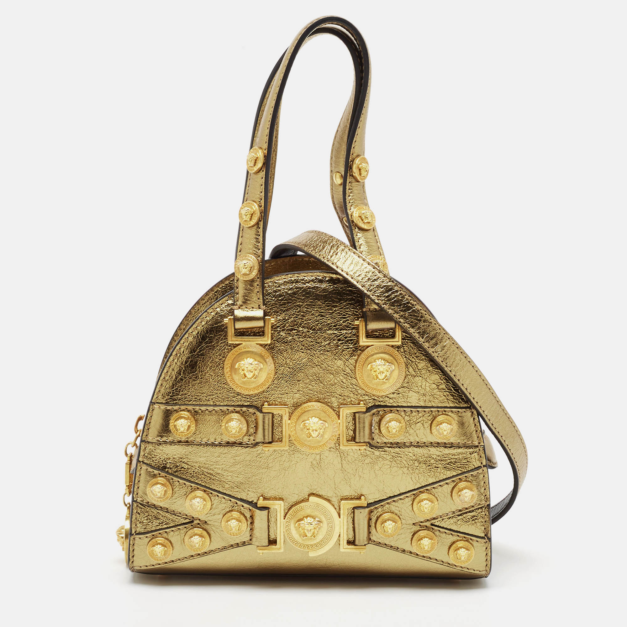 

Versace Gold Leather Tribute Medallion Satchel