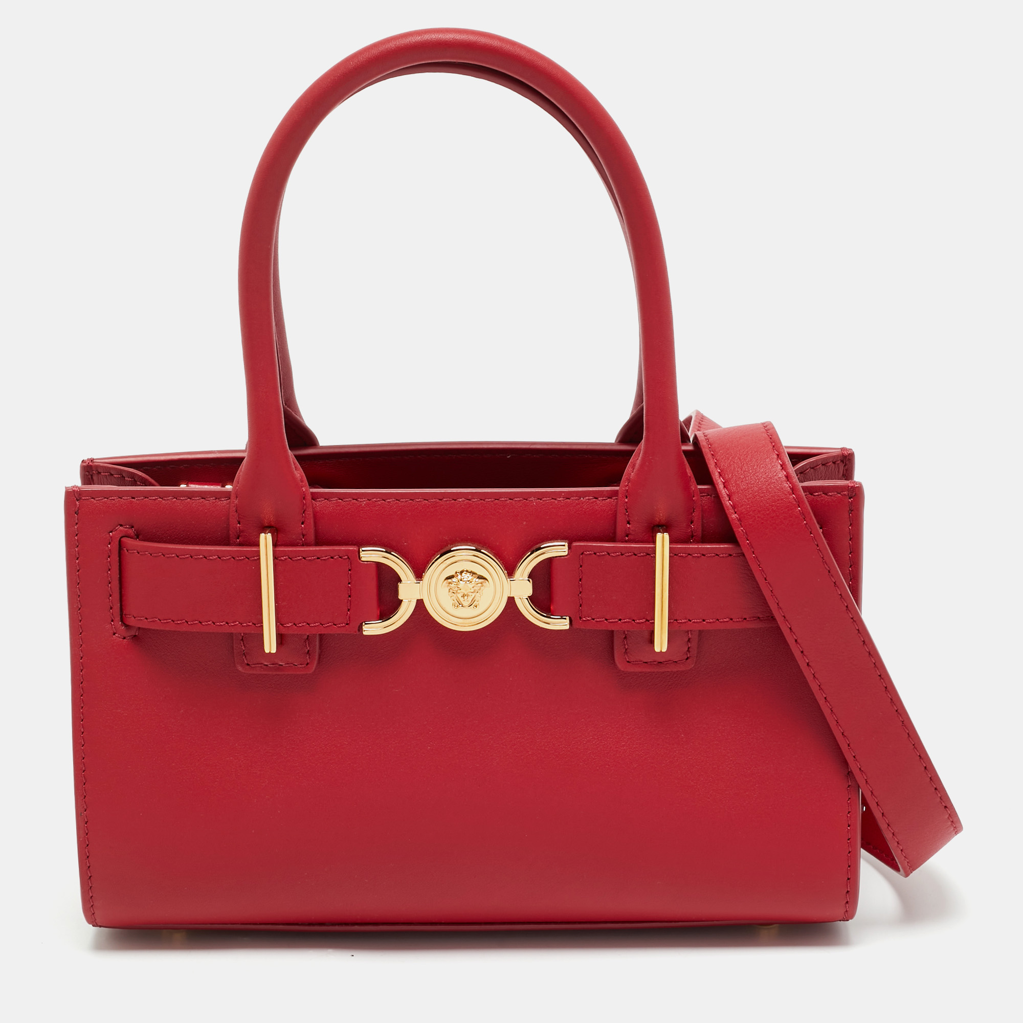 

Versace Red Leather Medusa 95 Tote