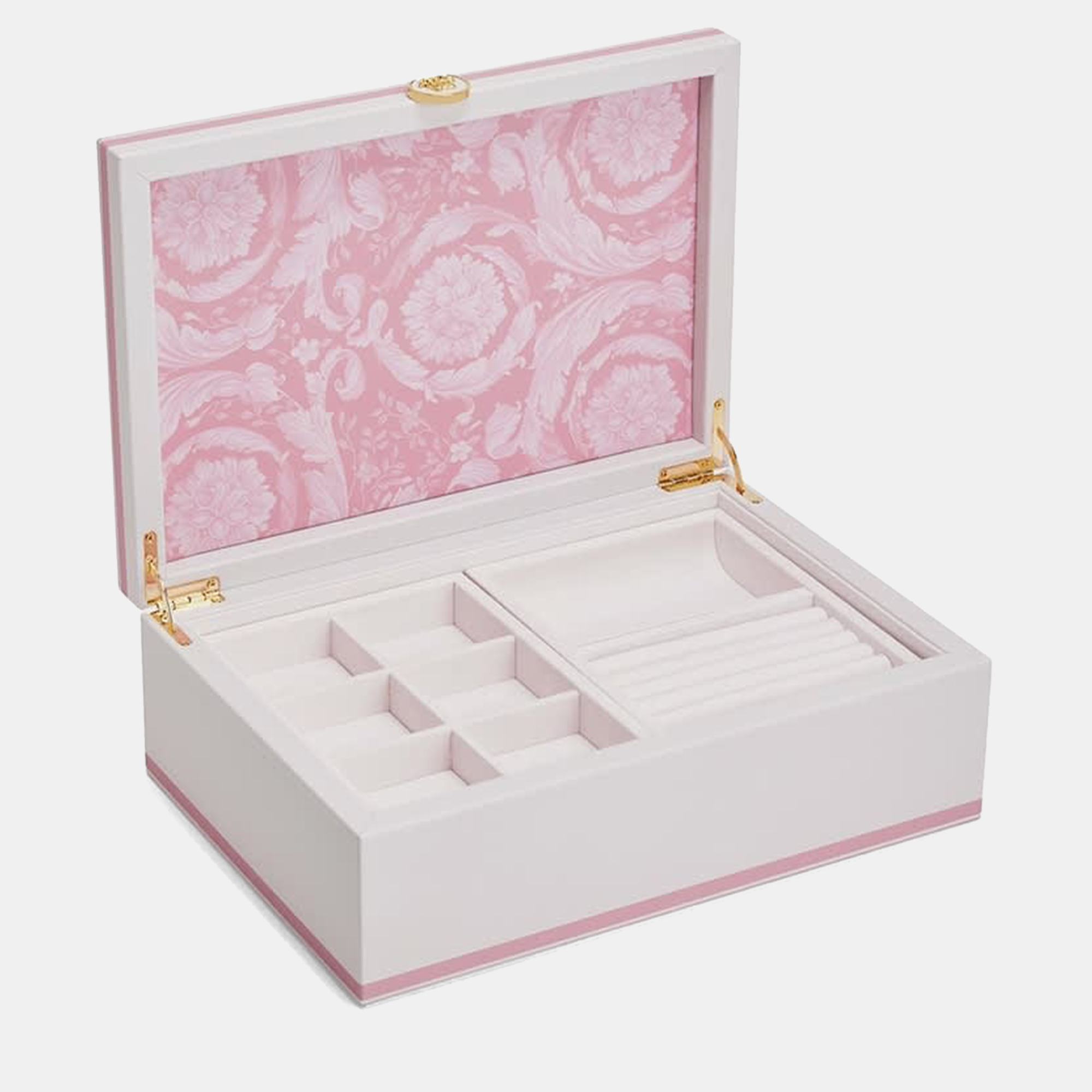 Pre-owned Versace Barocco Pink Wood Jewelry Box