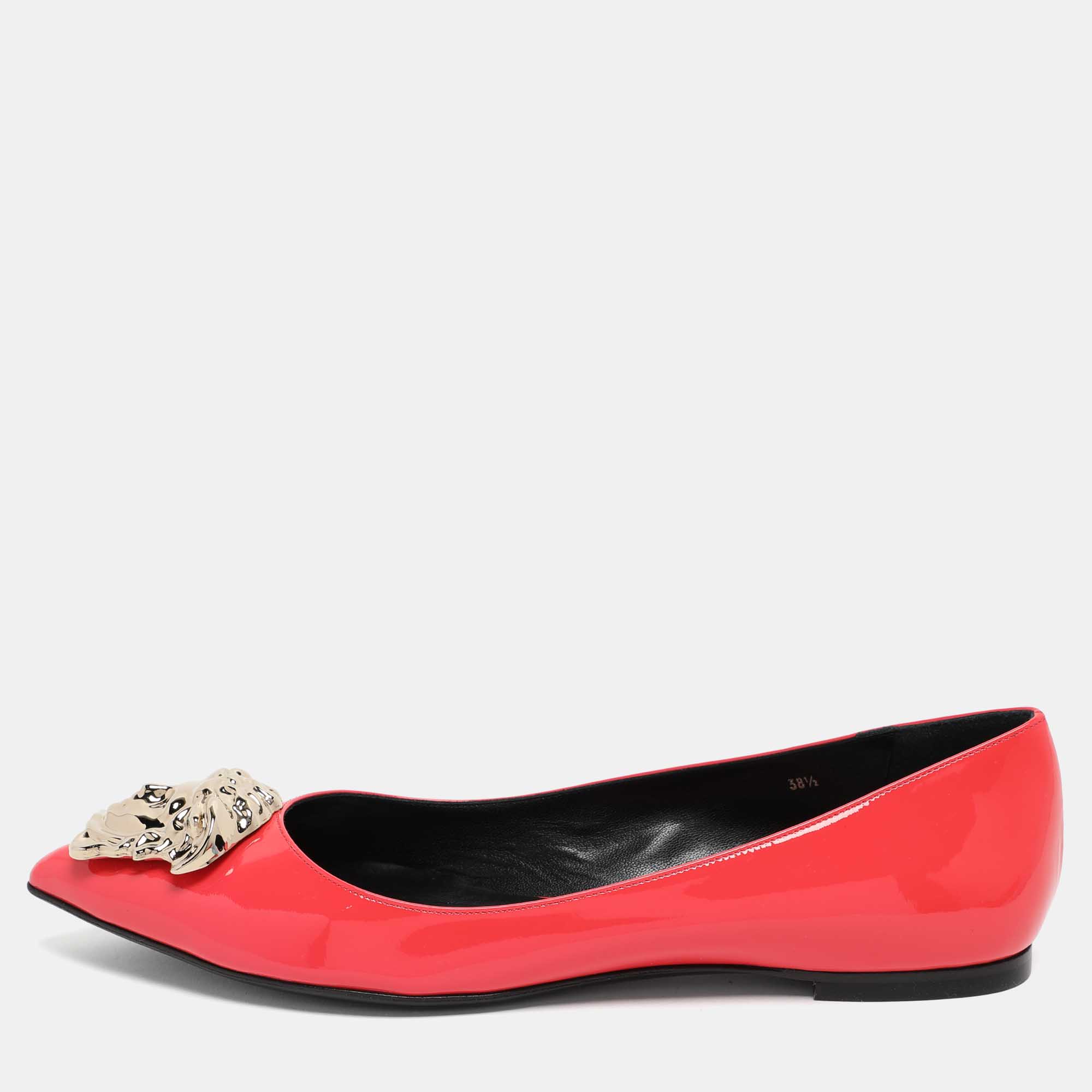 

Versace Pink Patent Leather Medusa Ballet Flats Size