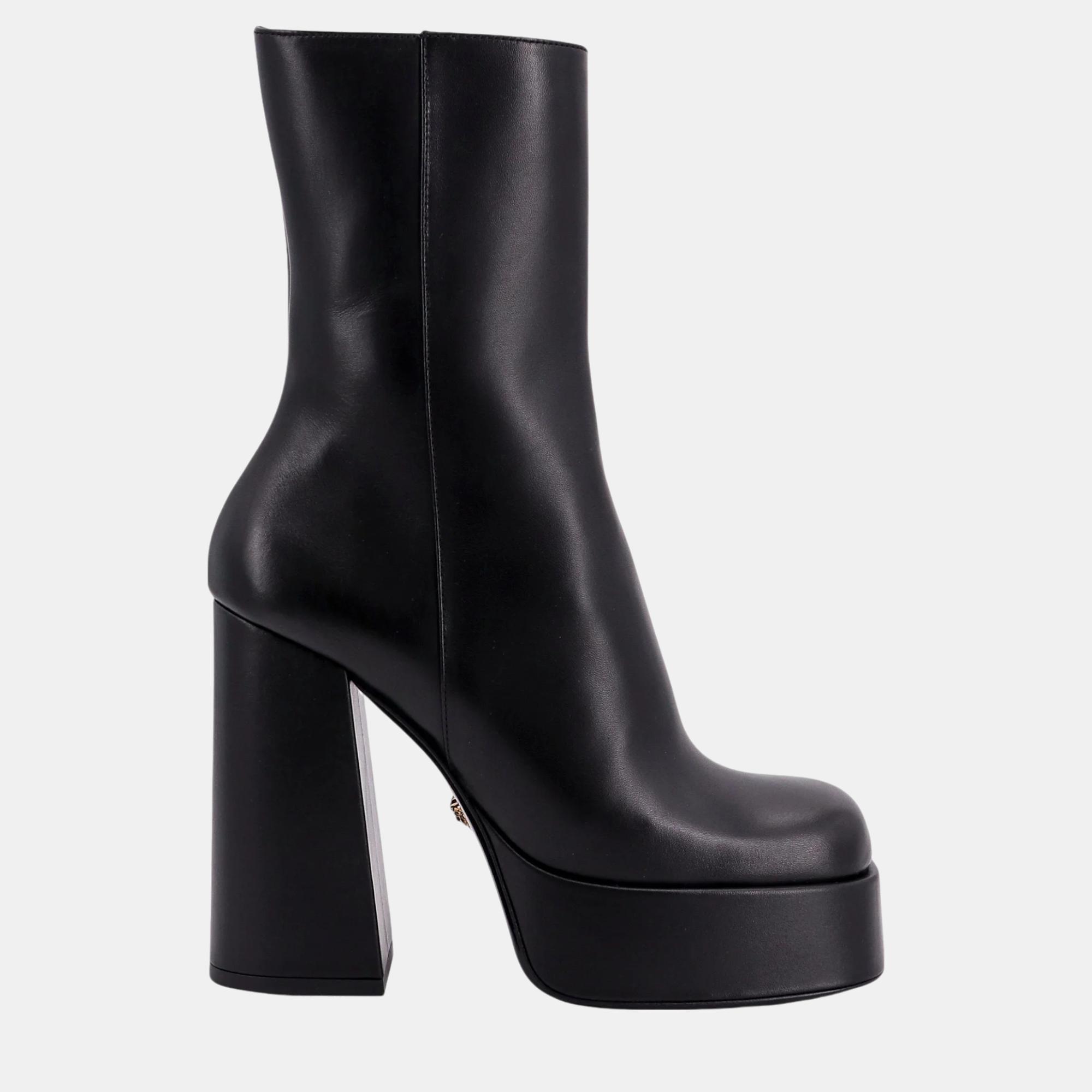 

Versace Black Leather Boots EU