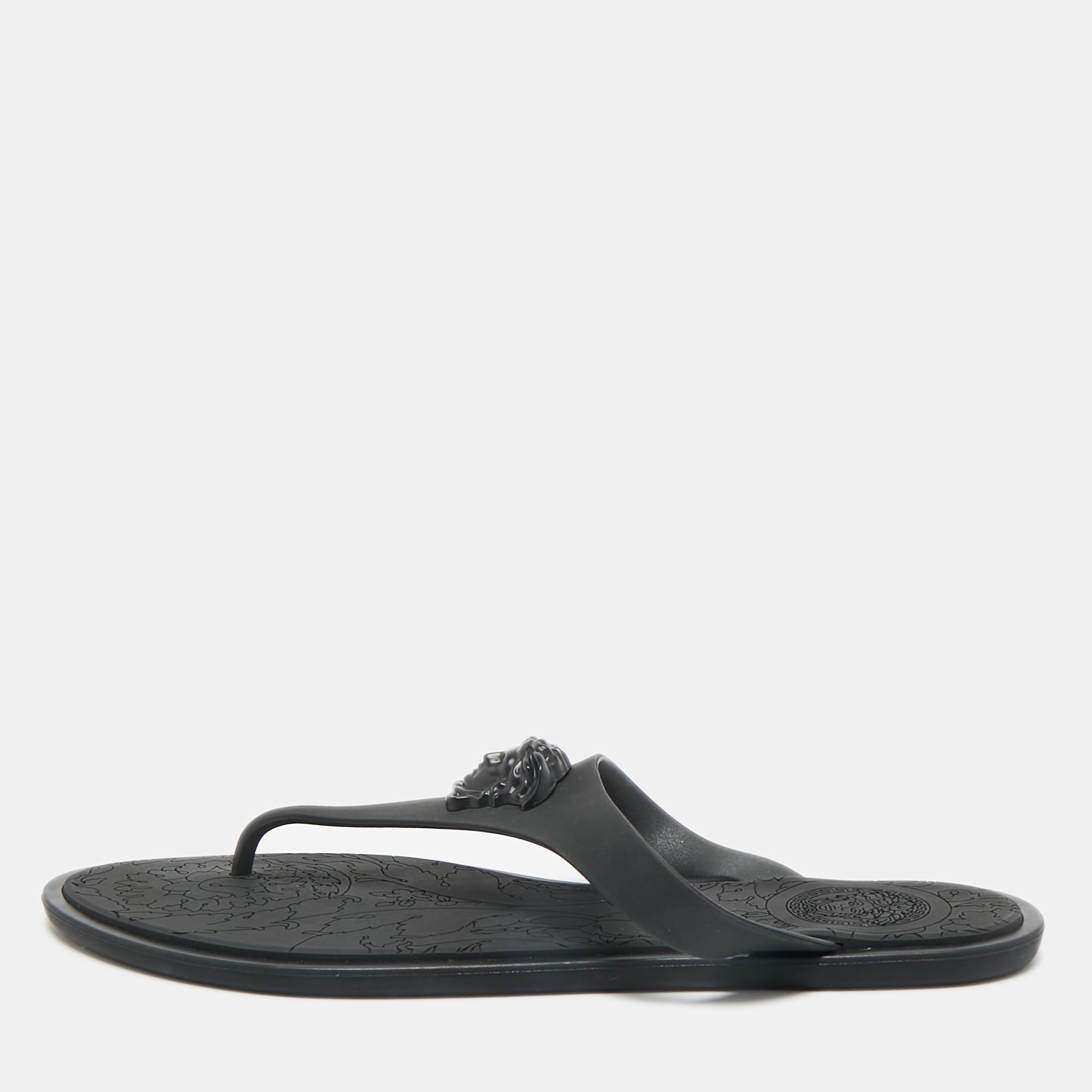 

Versace Black Rubber Medusa Thong Flat Slide Size 38.5