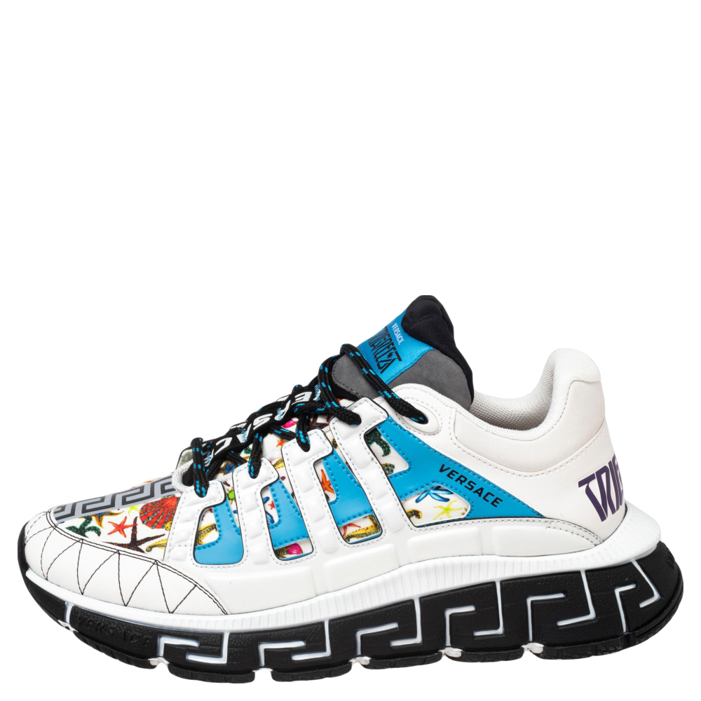 

Versace Multicolor Leather And Canvas Trésor Lace Up Sneakers Size