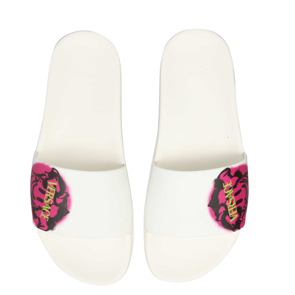 

Versace White Rubber Medusa Tag Pool Slides Size IT