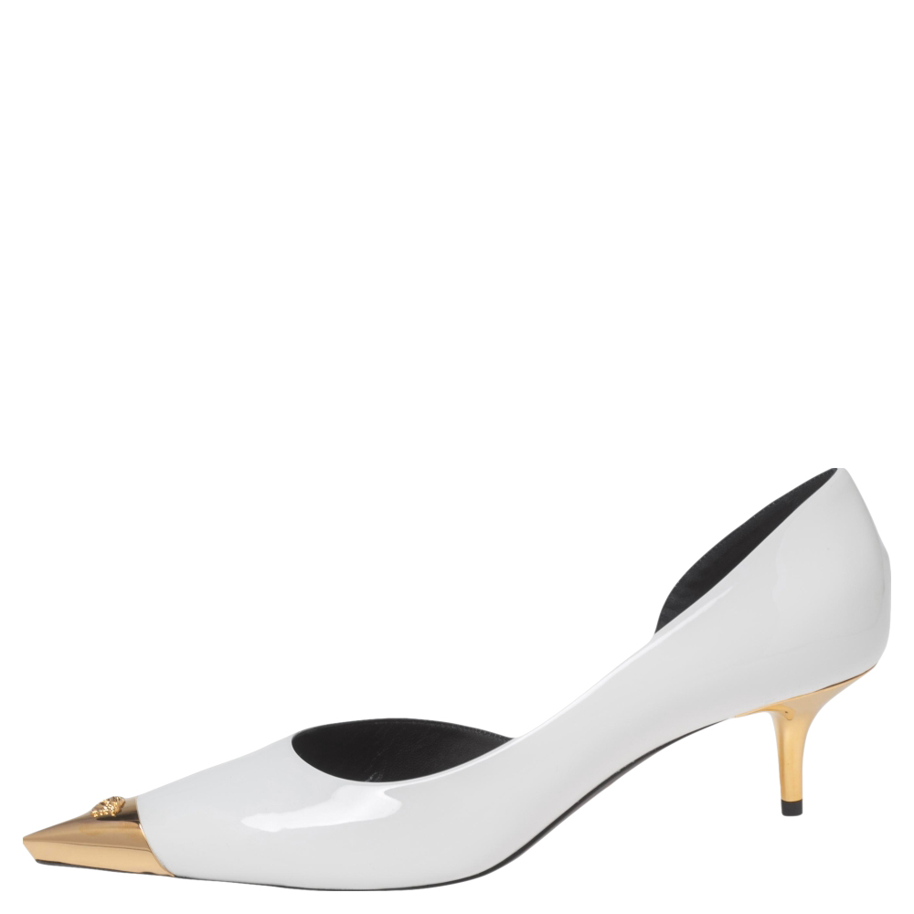 

Versace White Patent Leather Pointed-Toe D'orsay Pumps Size