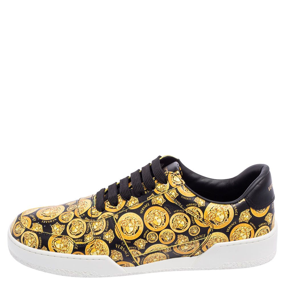

Versace Yellow/Black Leather Medusa Amplified Ilus Sneakers Size