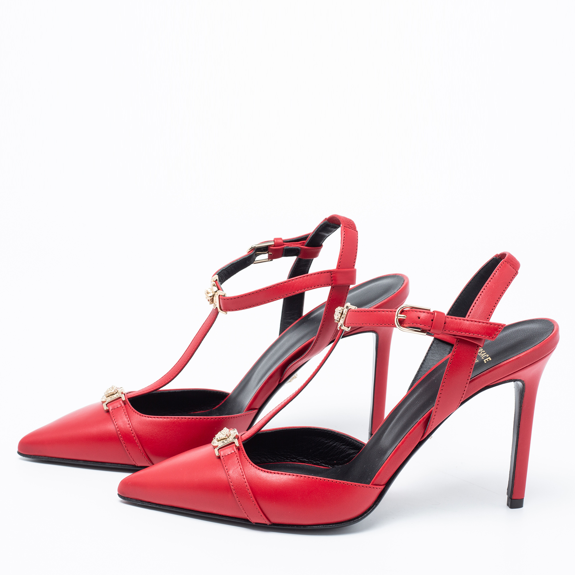 

Versace Red Leather Medusa Slingback Pumps Size