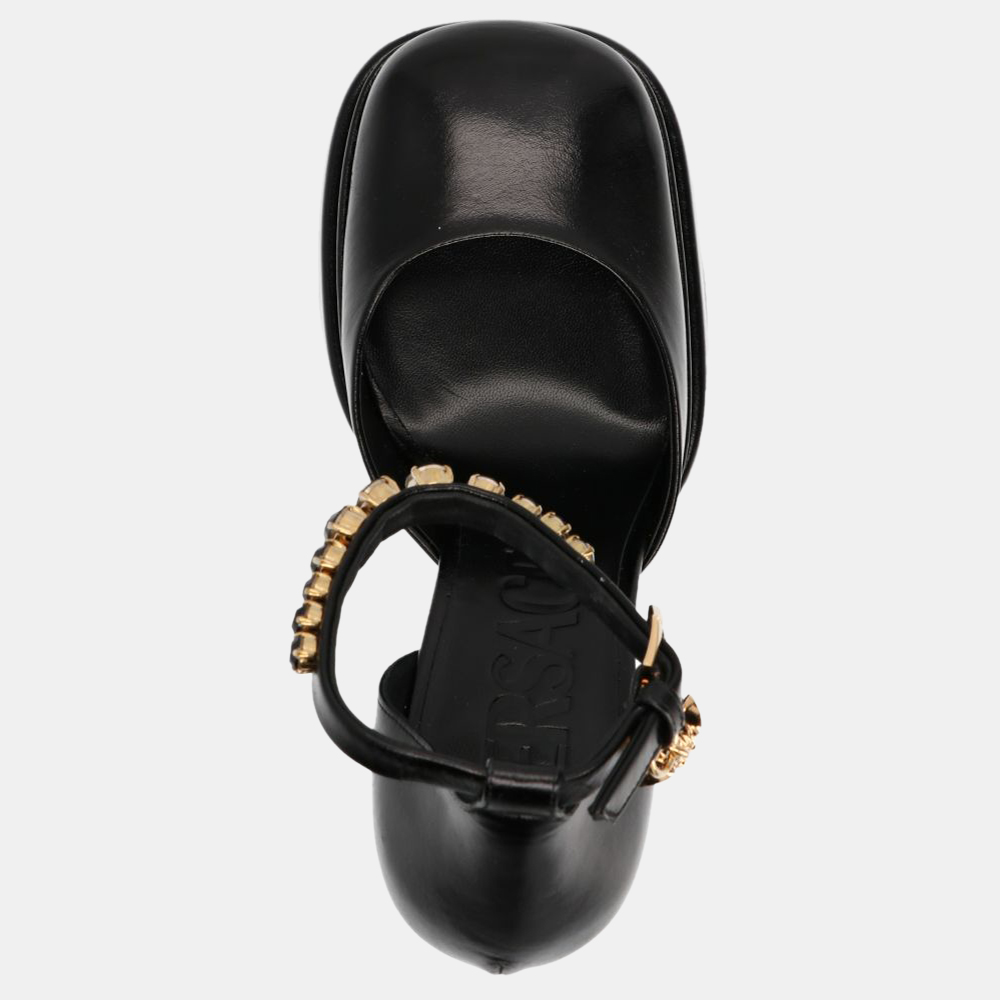 

Versace Black Leather Medusa Aevitas Platform Pumps Size IT
