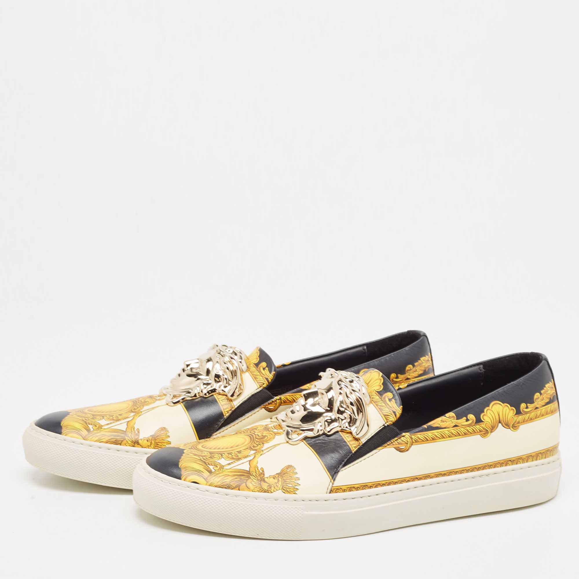 

Versace Multicolor Leather Medusa Slip On Sneakers Size