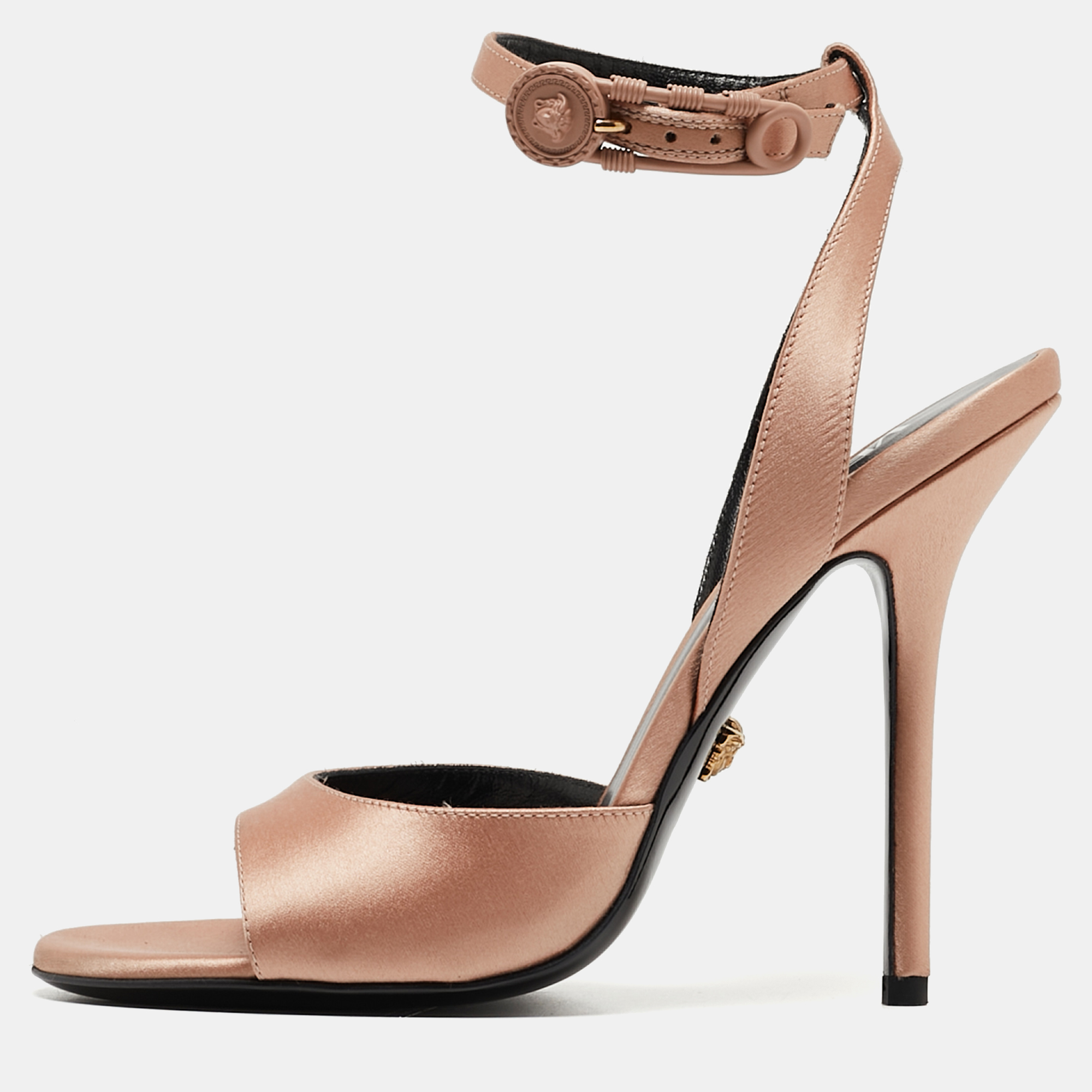 

Versace Beige Satin Open Toe Ankle Strap Sandals Size