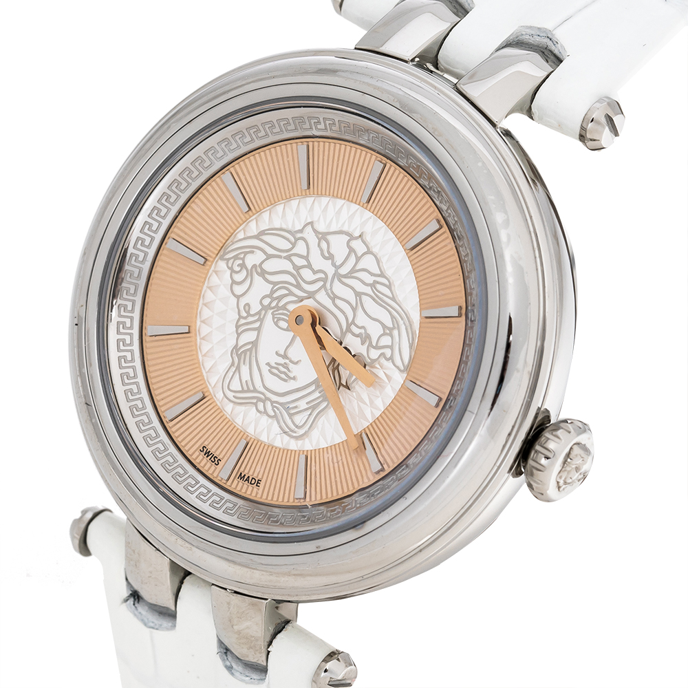 

Versace Salmon Stainless Steel Leather Khai VQE010015 Women's Wristwatch, White