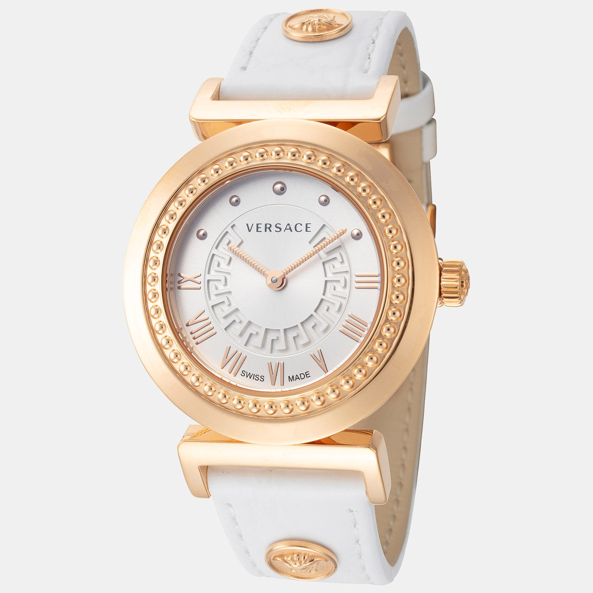 Pre-owned Versace Women's P5q80d001s Vanity 35mm Quartz Watch In White