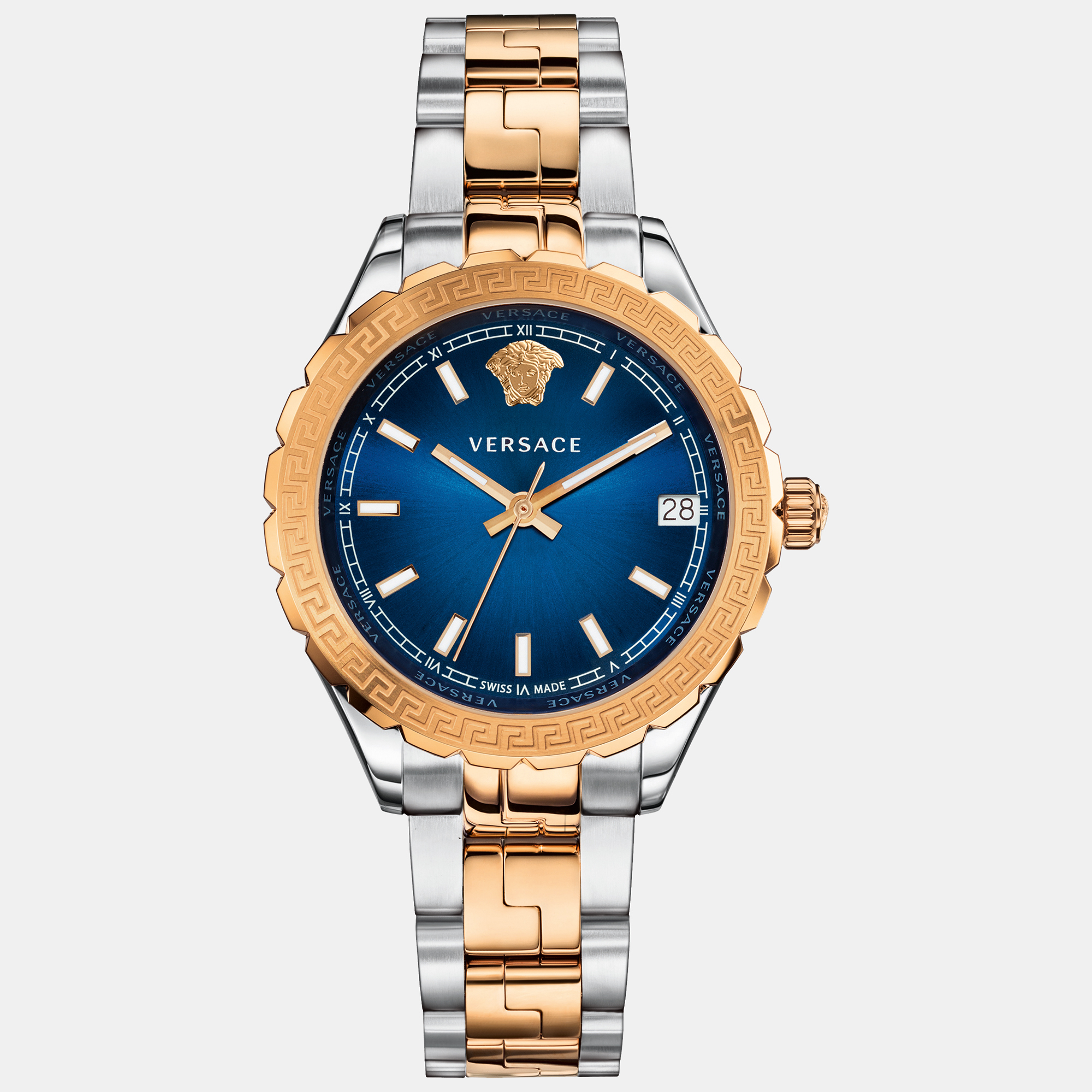 Pre-owned Versace Women's V12060017 Hellenyium 35mm Quartz Watch In Blue
