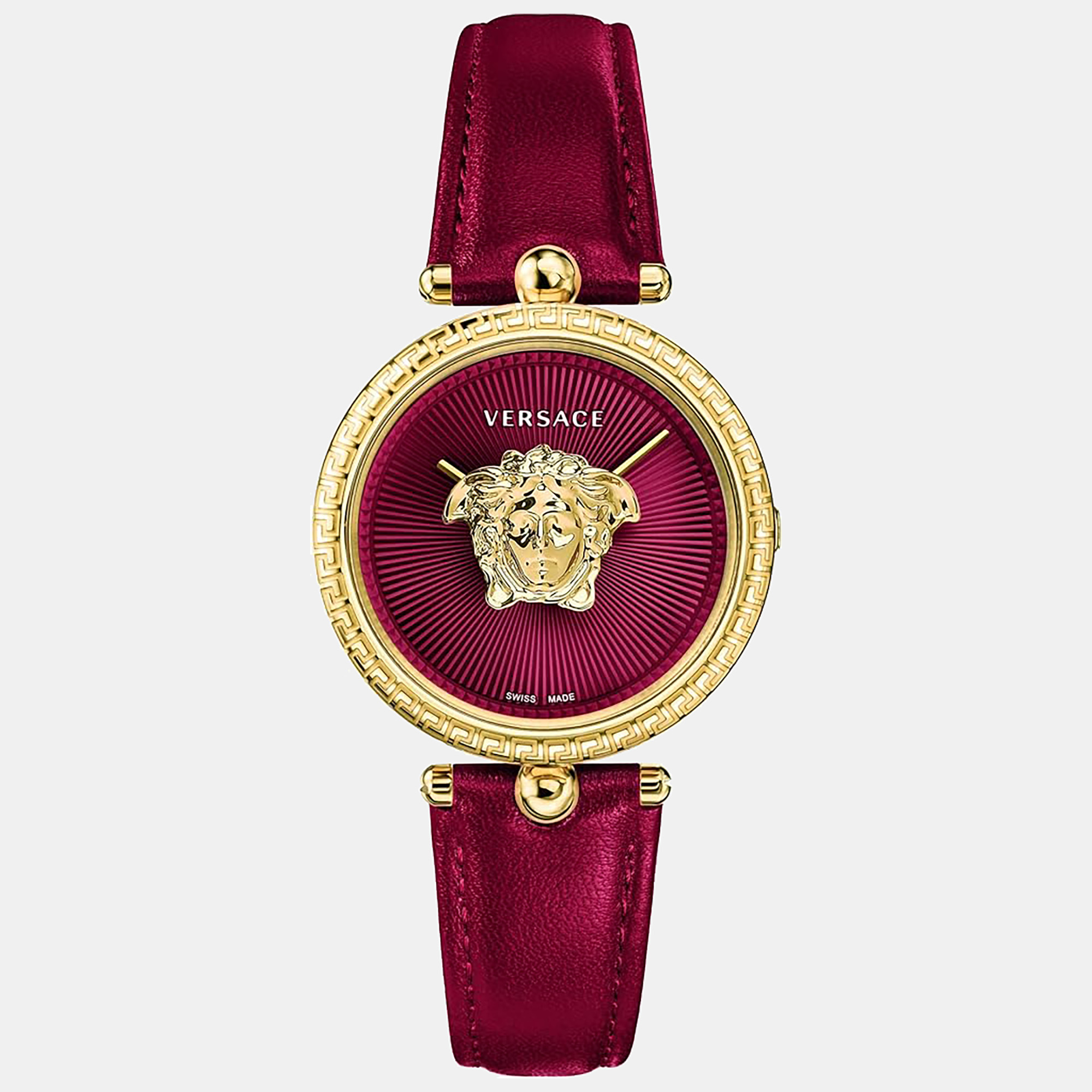 Pre-owned Versace Women's Vecq00418 Palazzo Empire 34mm Quartz Watch In Red