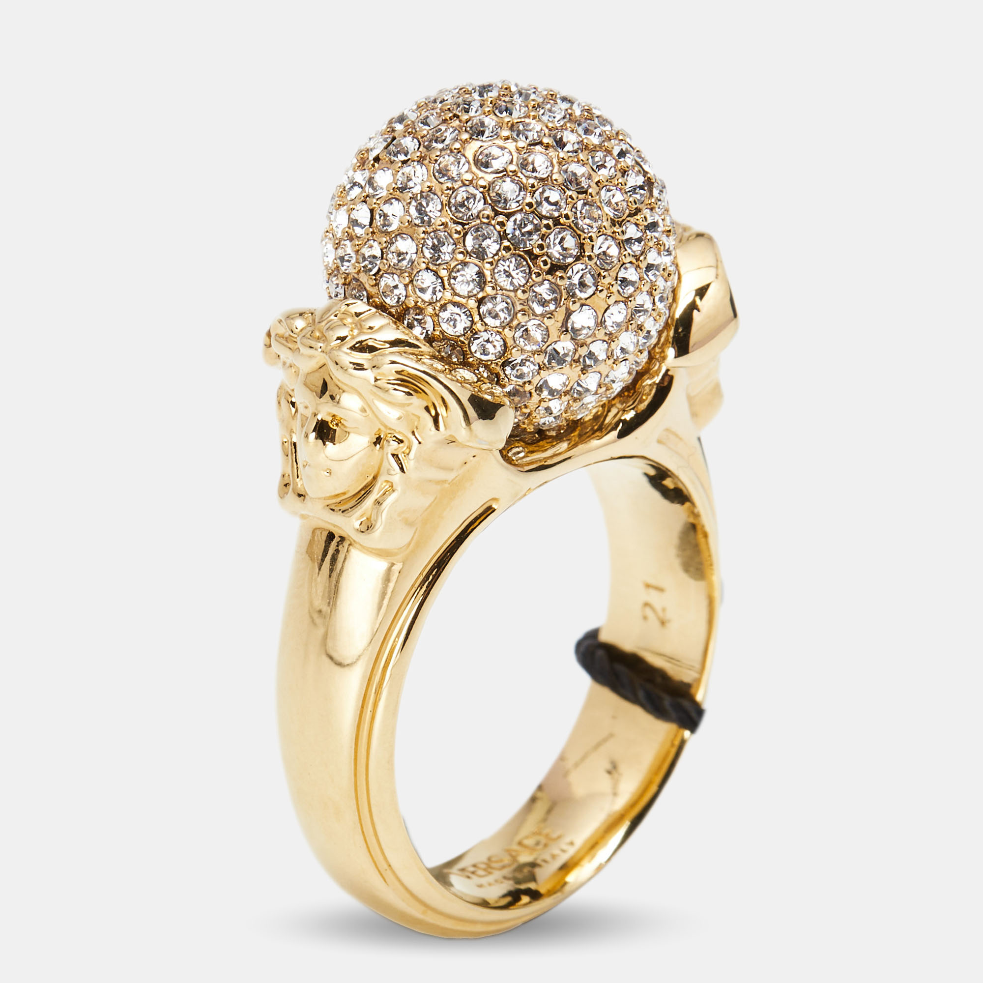 

Versace Medusa Crystal Gold Tone Ring Size