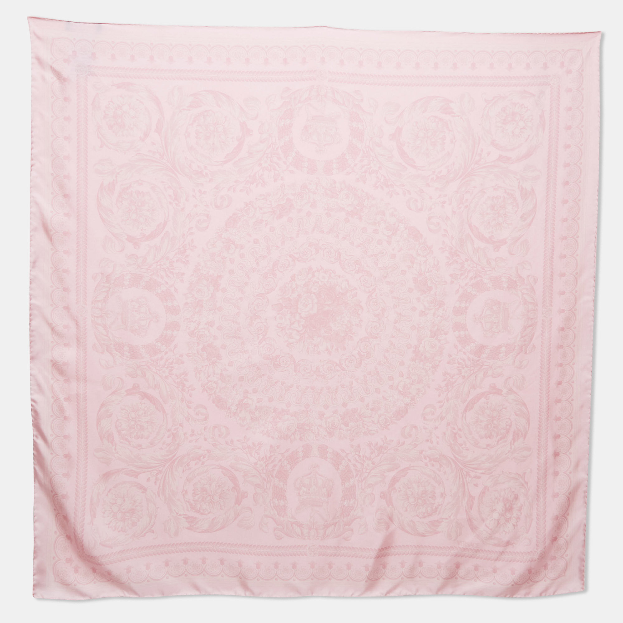 

Versace Pink Floral Print Silk Square Scarf