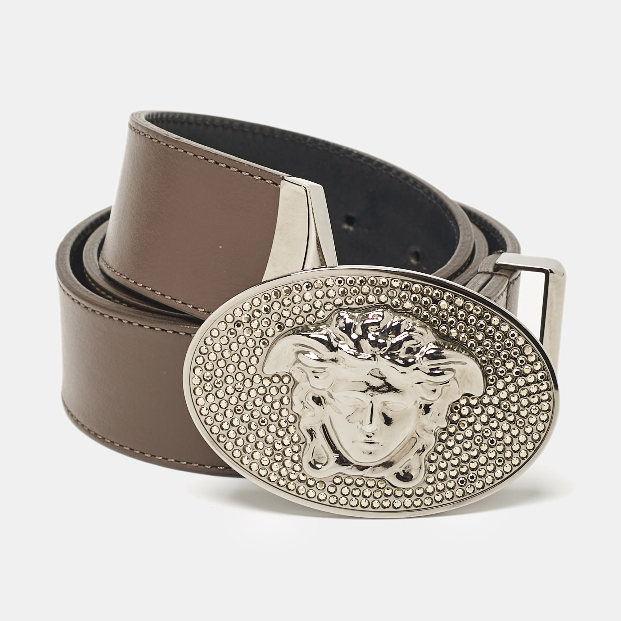 

Versace Brown Leather Medusa Oval Belt 90CM