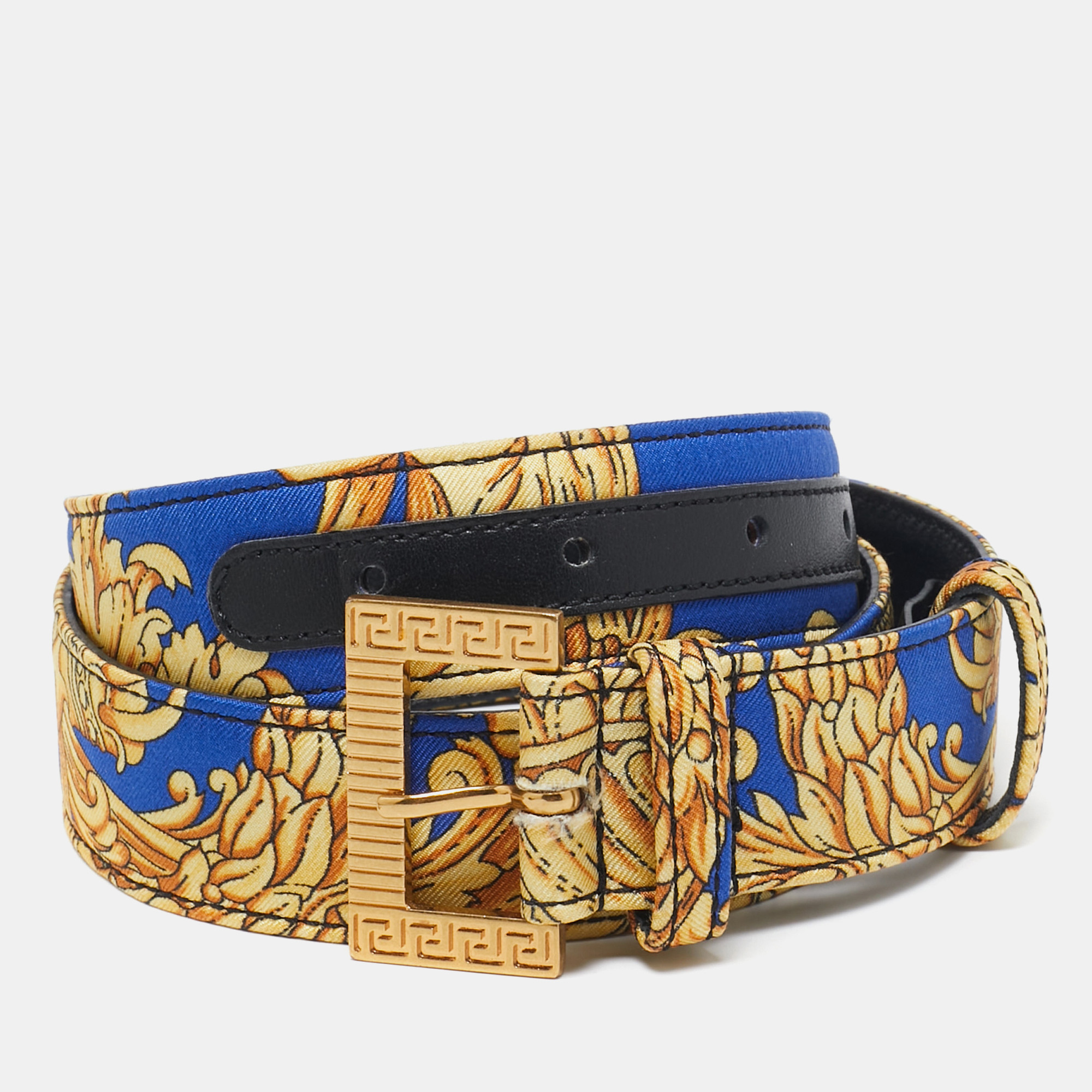 

Versace Multicolor Baroque Print Fabric Buckle Waist Belt