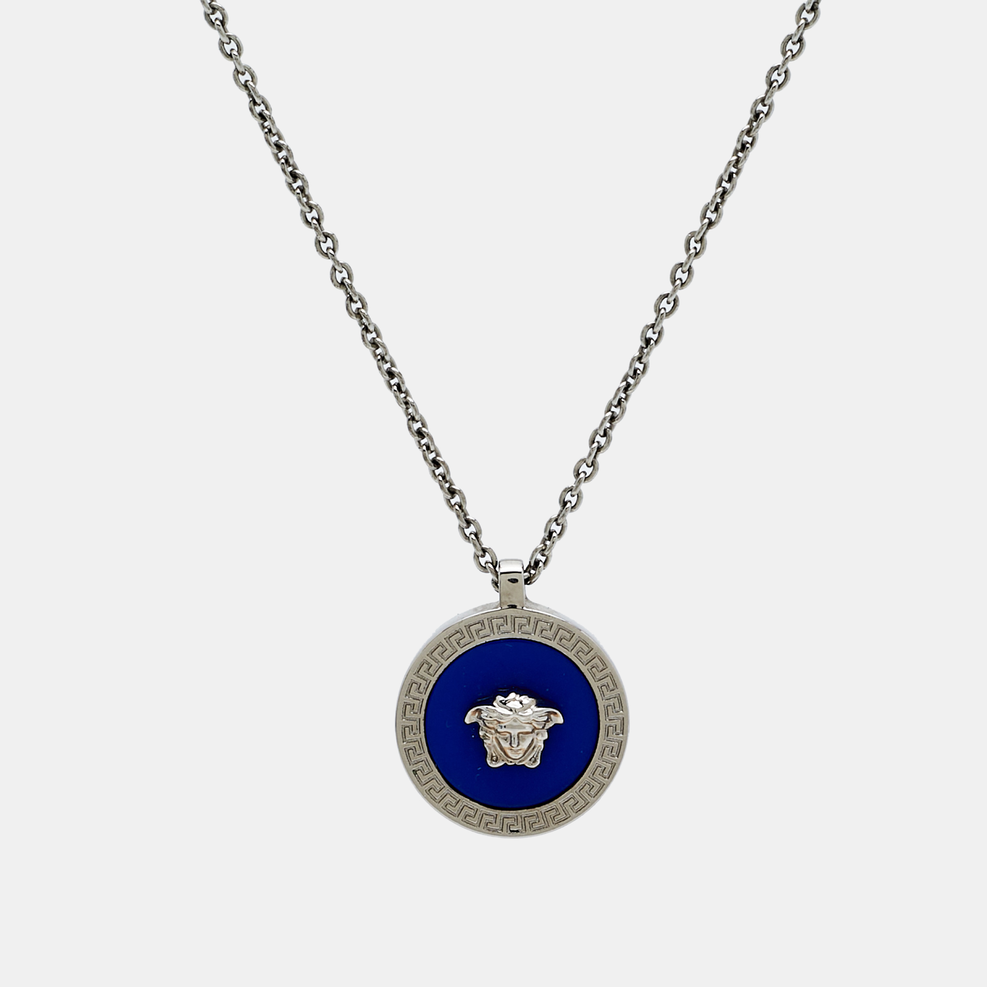 

Versace Medusa Blue Composite Silver Tone Necklace