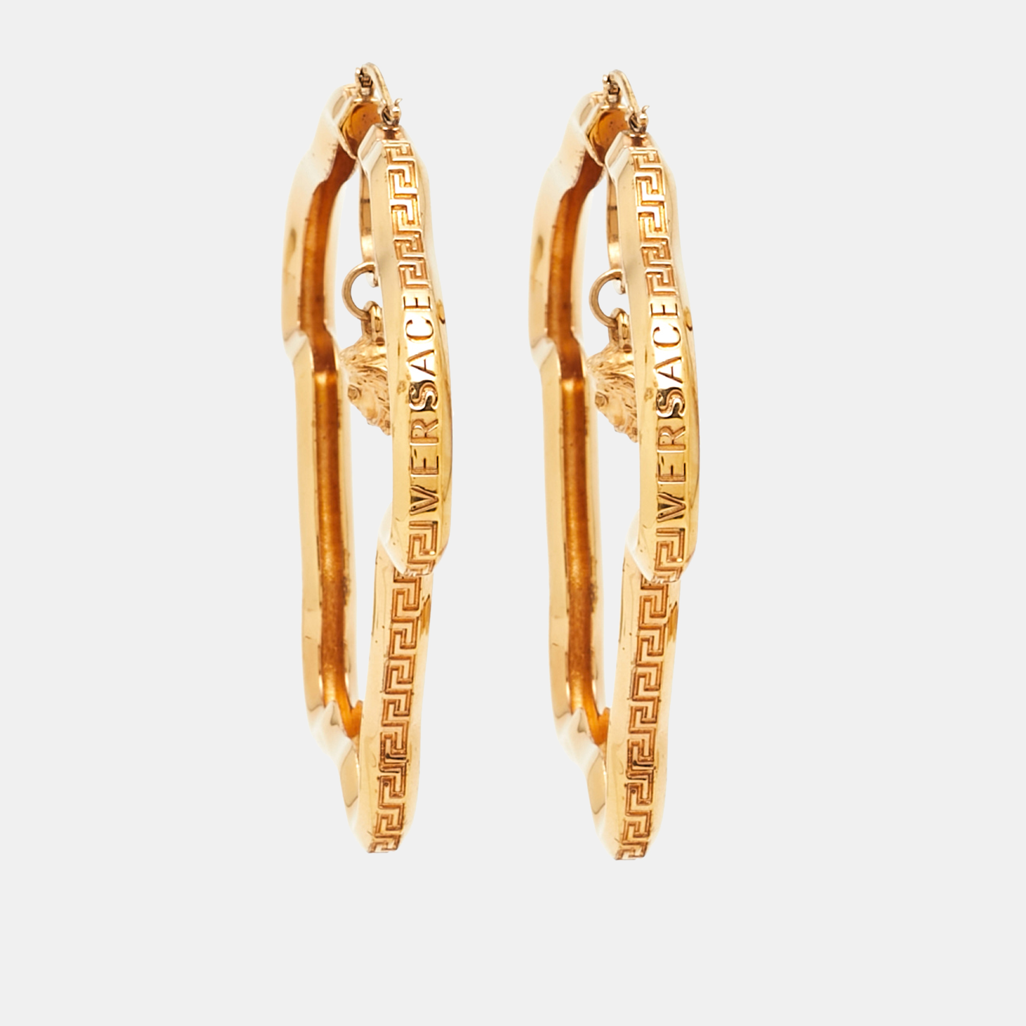 

Versace Medusa Gold Tone Hoop Earrings