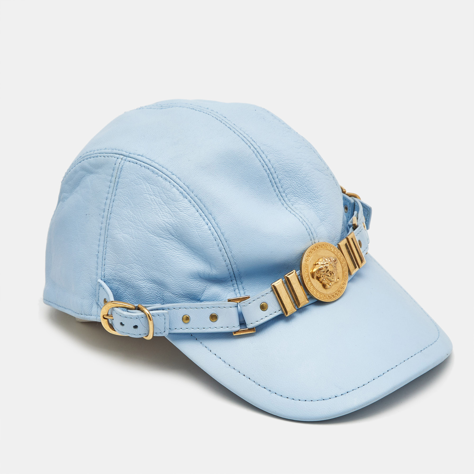 

Versace Tribute Blue Leather Medusa Medalion Baseball Cap Size