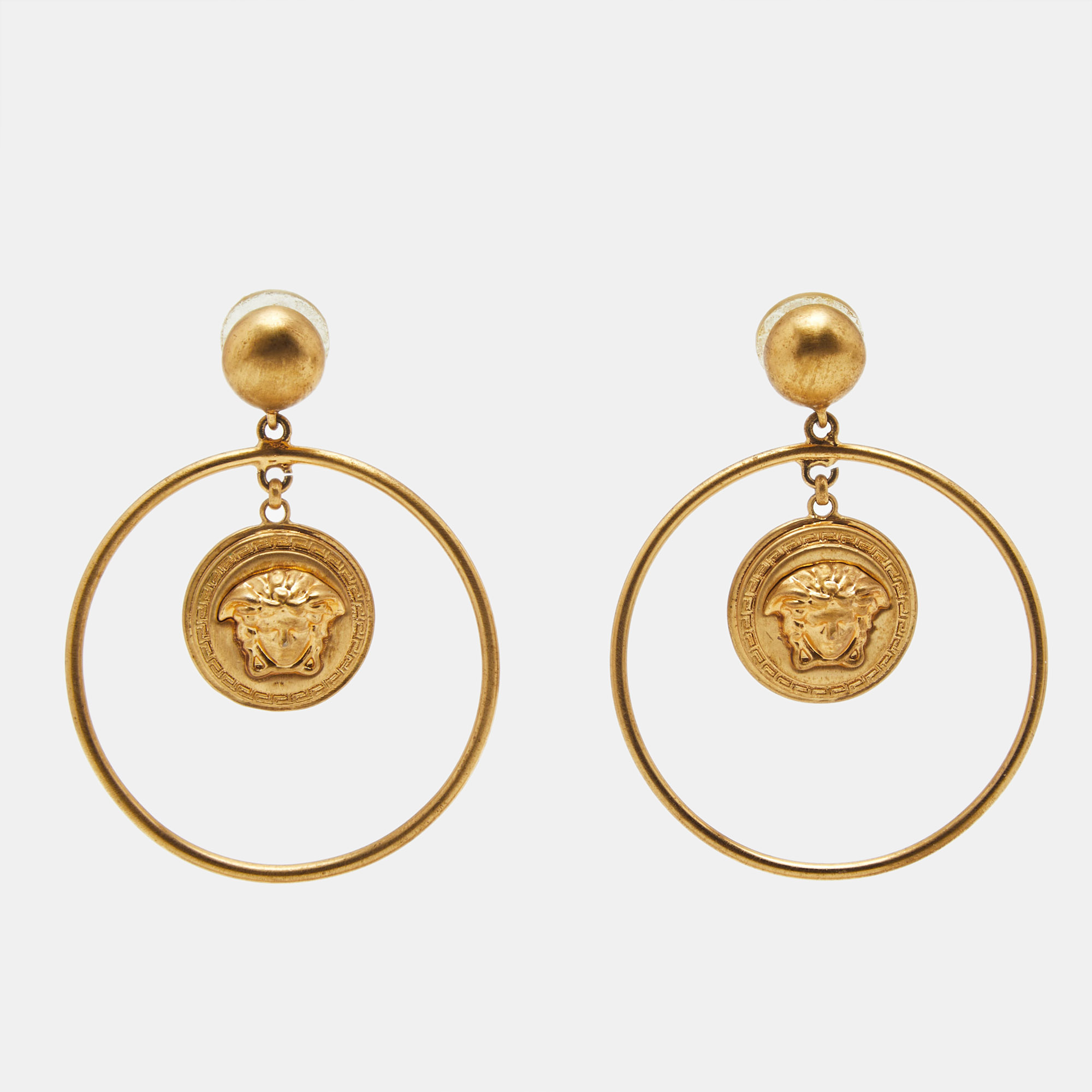 

Versace Medusa Head Gold Tone Large Hoop Earrings
