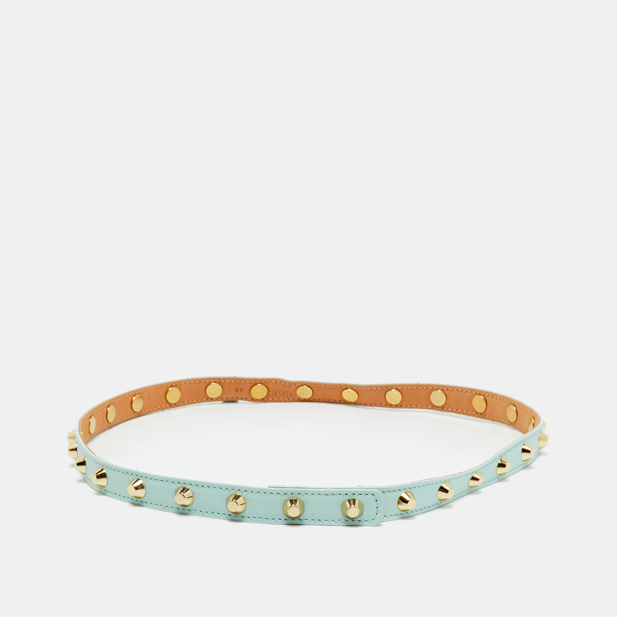 

Versace Light Blue Leather Studded Wrap Around Bracelet