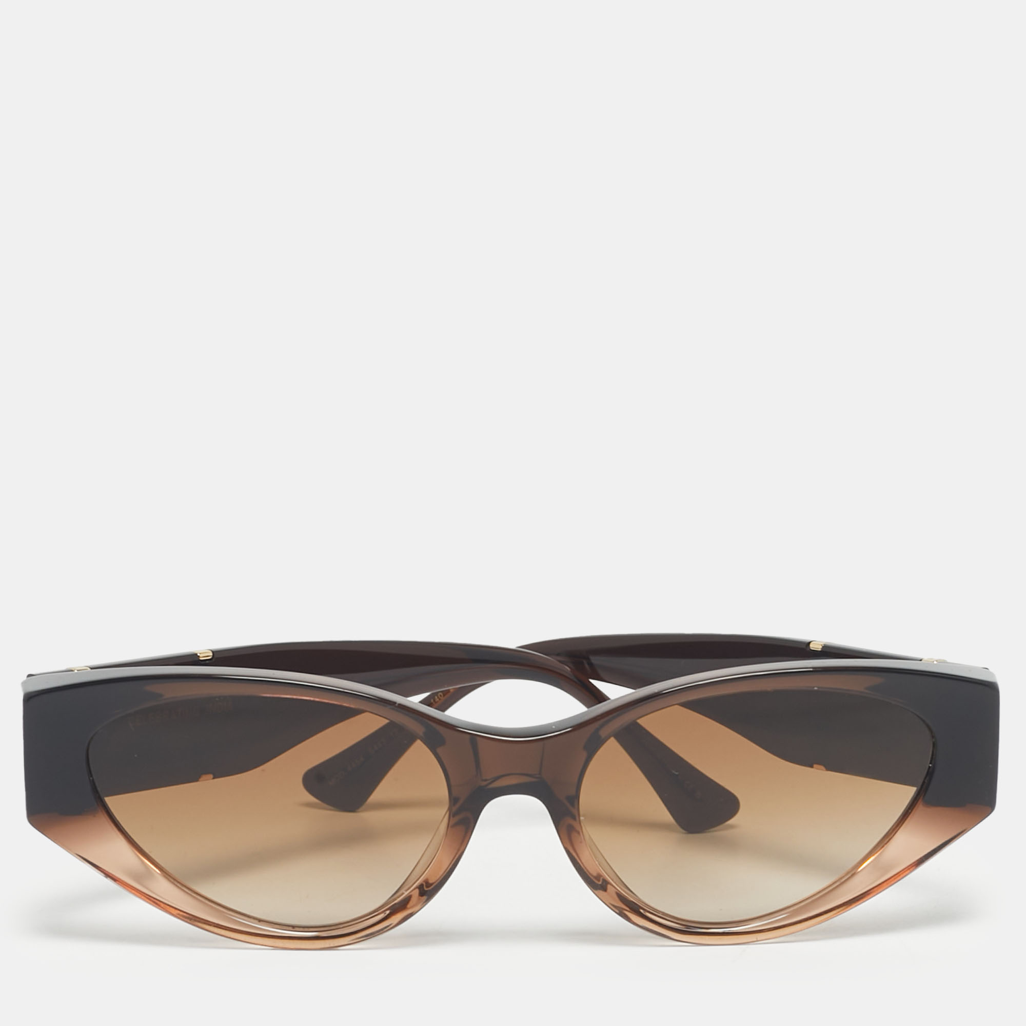 Pre-owned Versace Ombre Brown Gradient Mod 4454 Medusa Oval Sunglasses