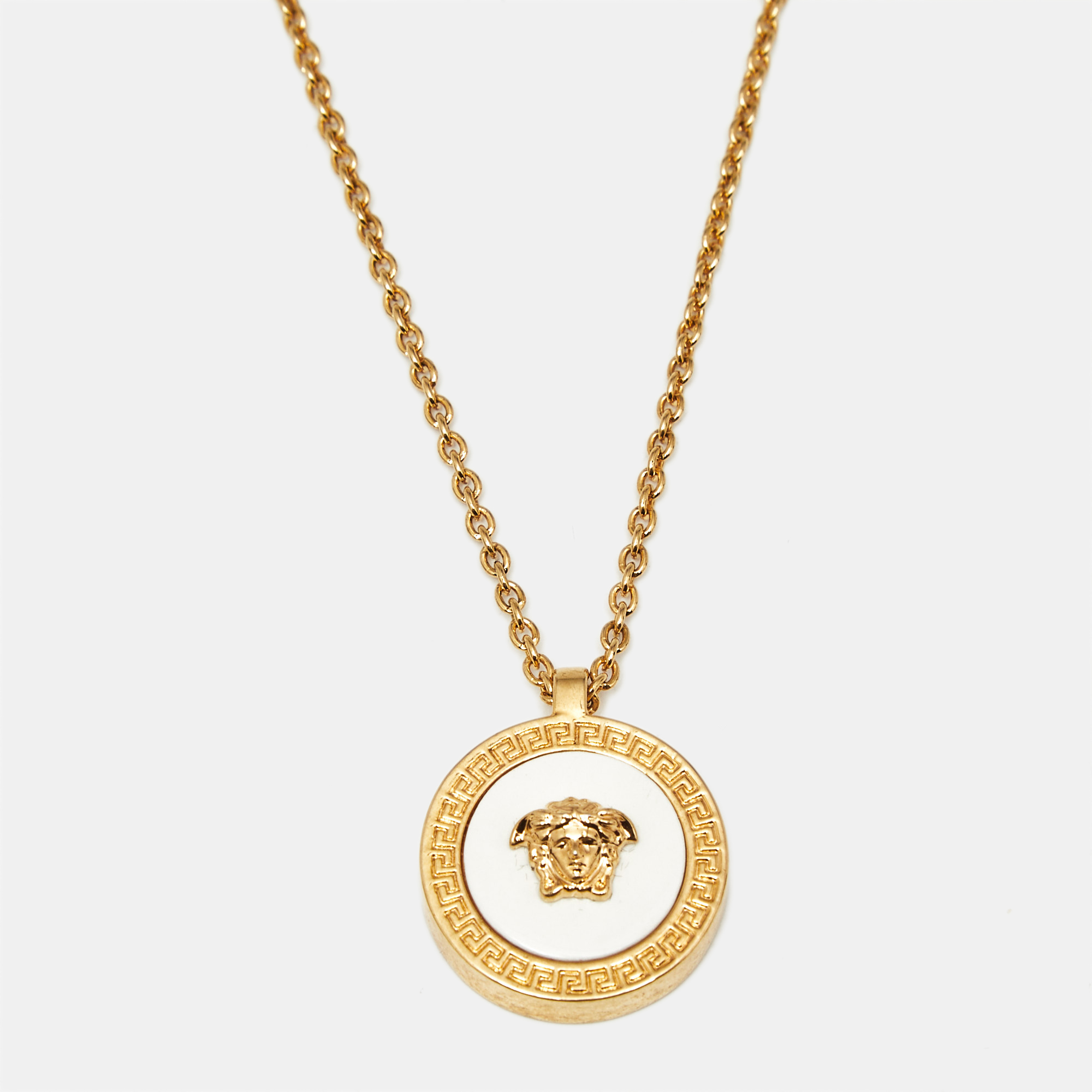 

Versace Medusa Ceramic Gold Tone Pendant Necklace