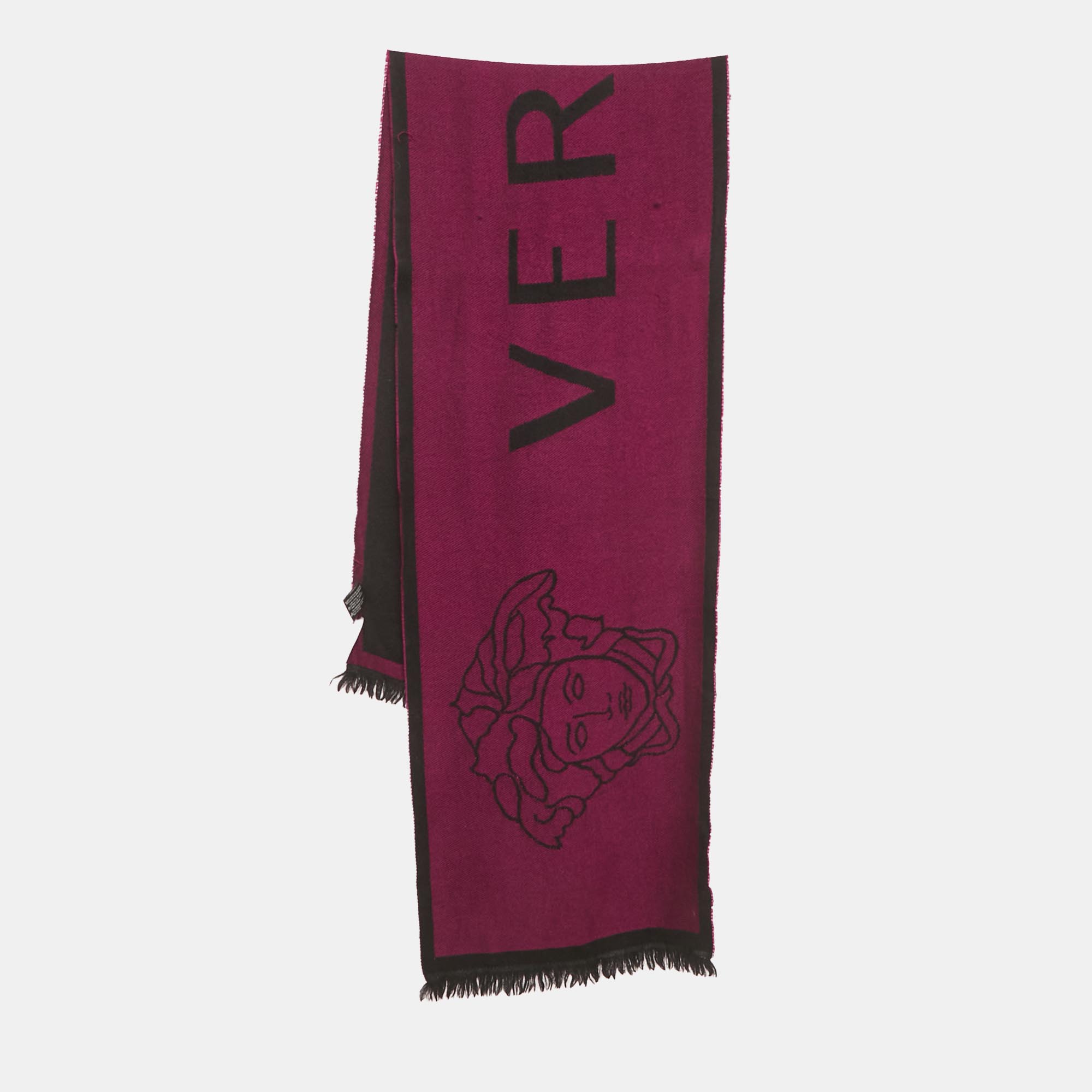 

Versace Purple Logo Intarsia Wool Shawl